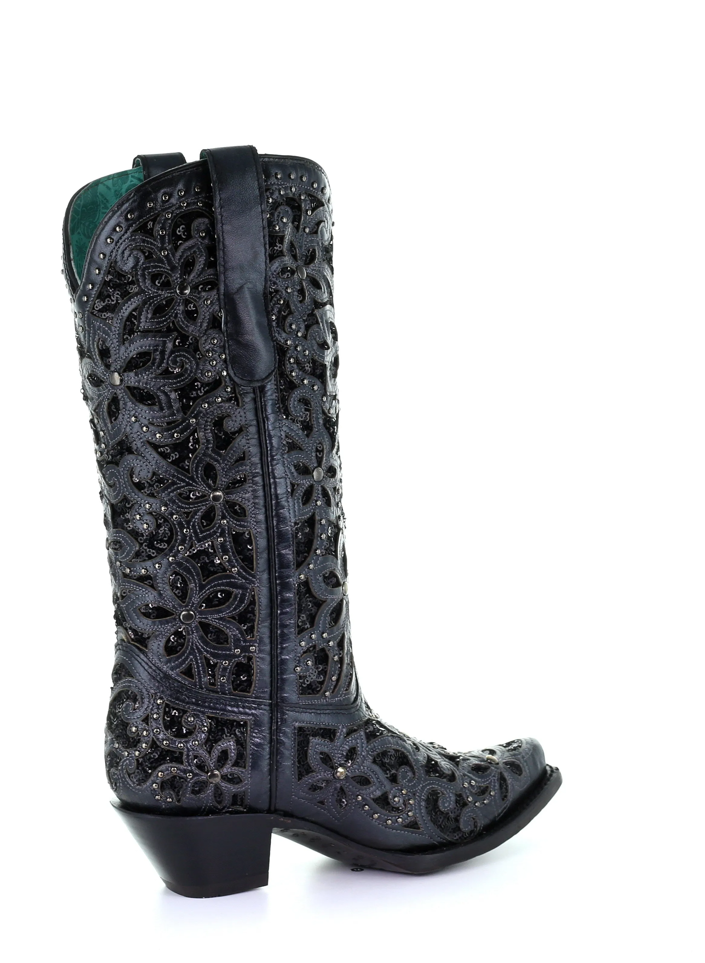 A3752 -  Corral black western cowgirl leather boots for women