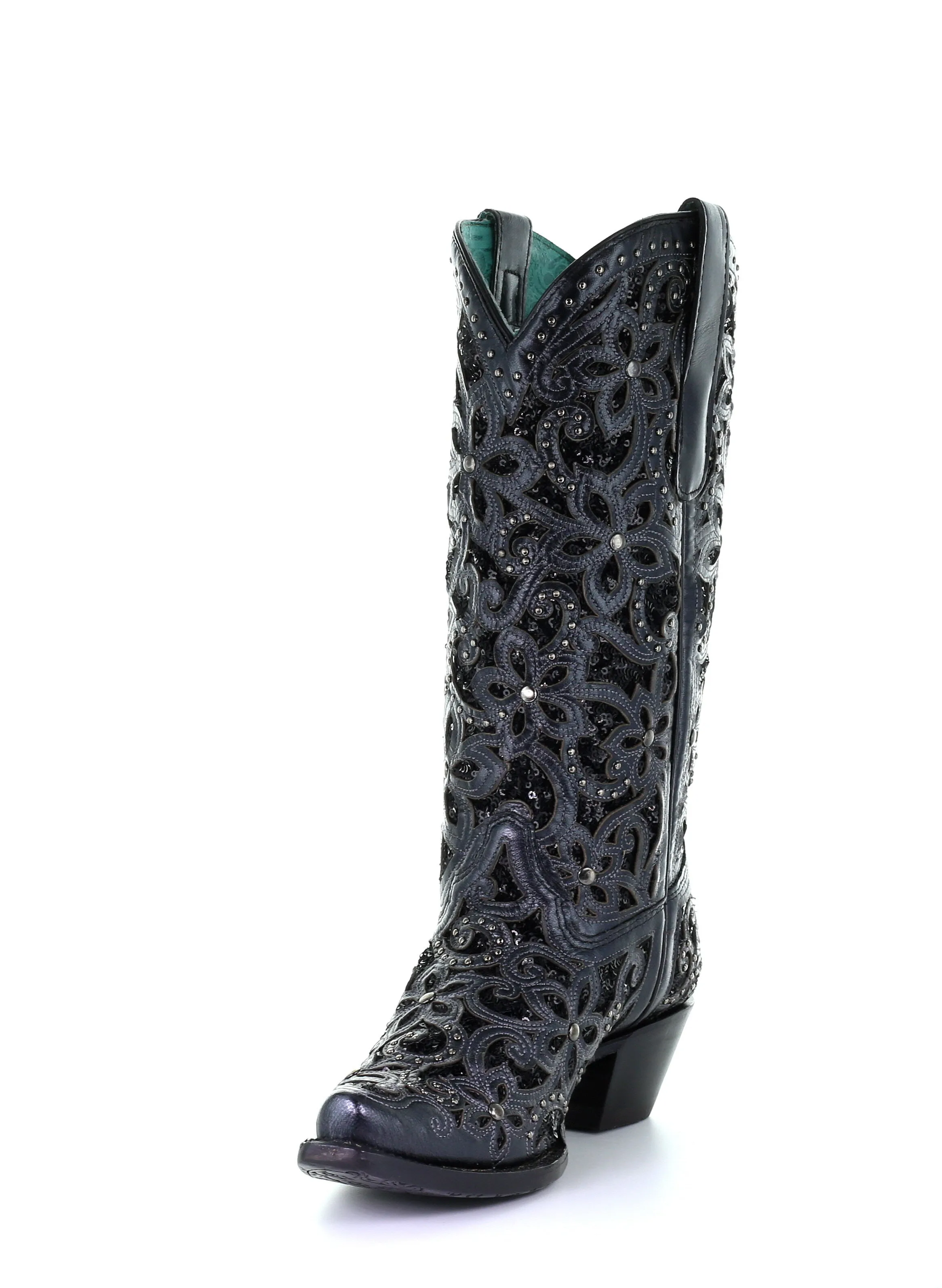 A3752 -  Corral black western cowgirl leather boots for women