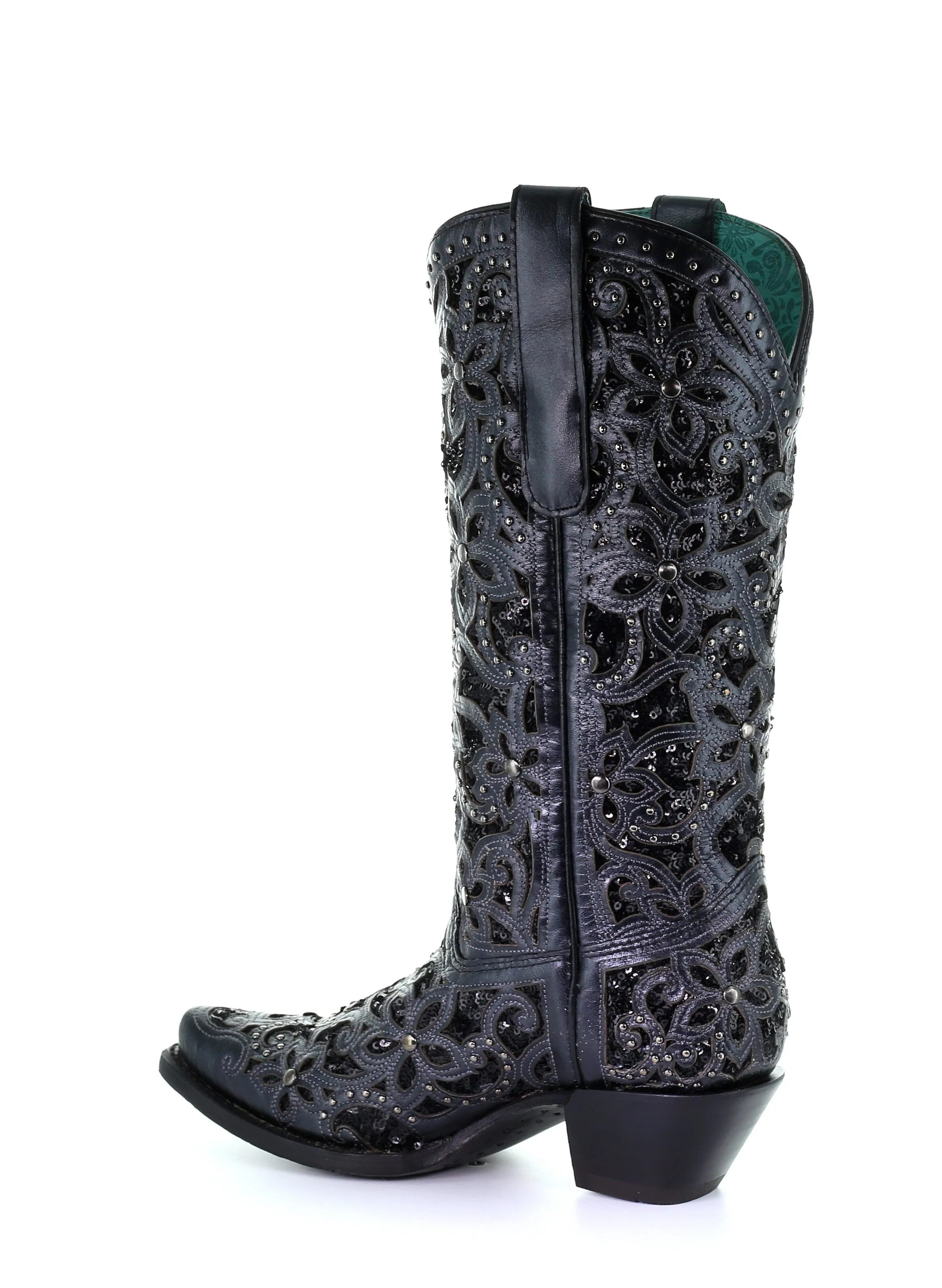 A3752 -  Corral black western cowgirl leather boots for women