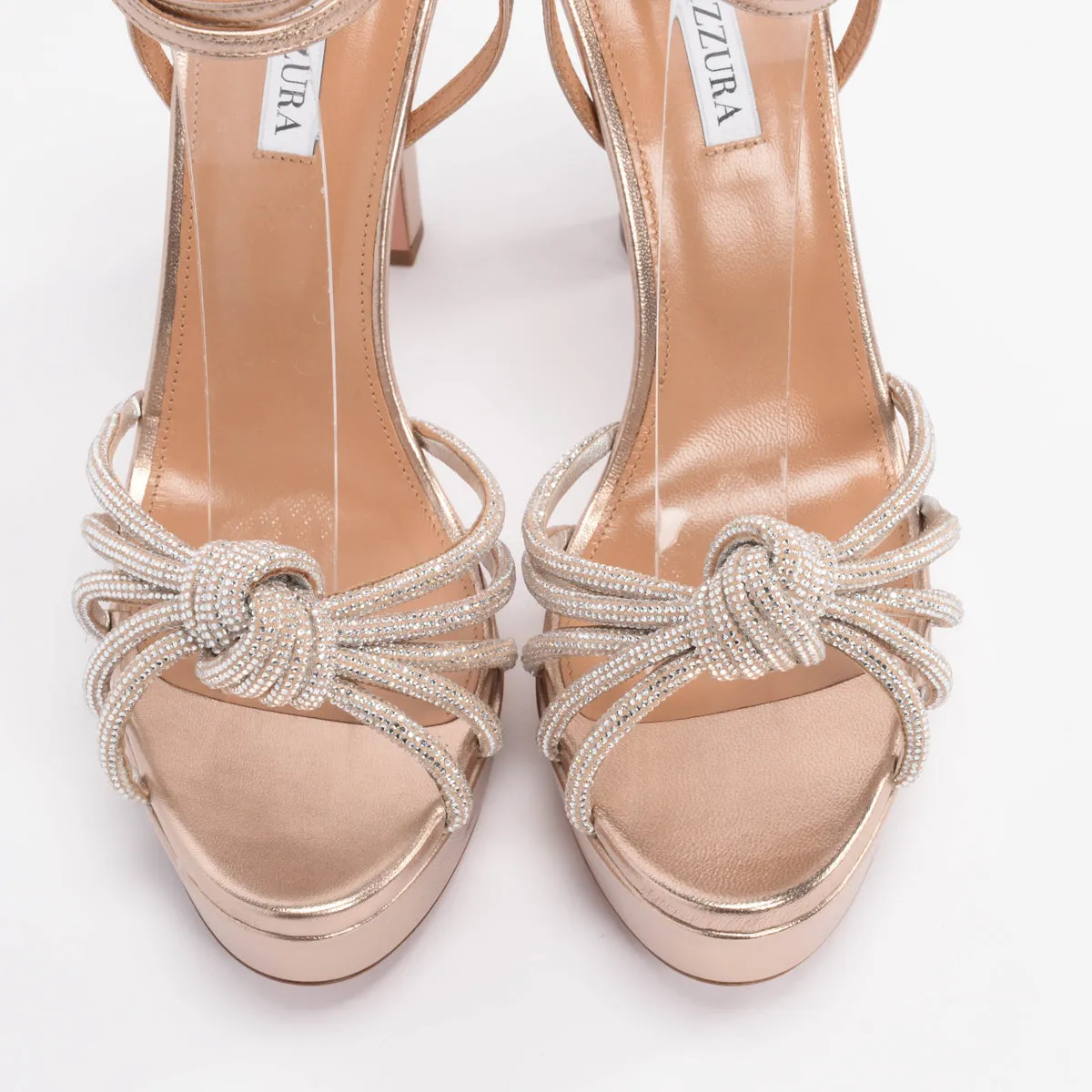 Aquazzura Light Copper Metallic Celeste Platform Sandals 41