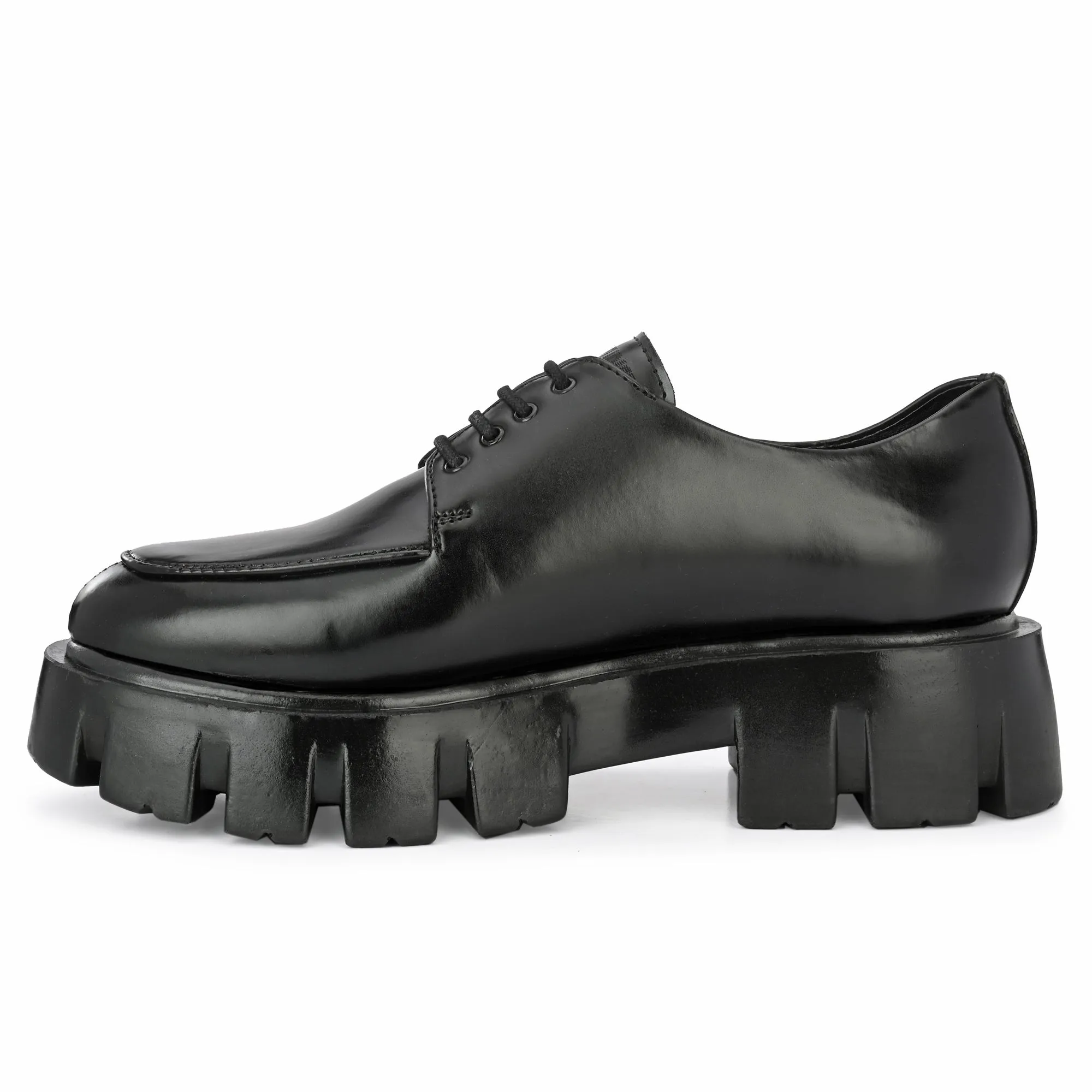 Attitudist Unisex Matte Black High Heel Formal Derby Shoes