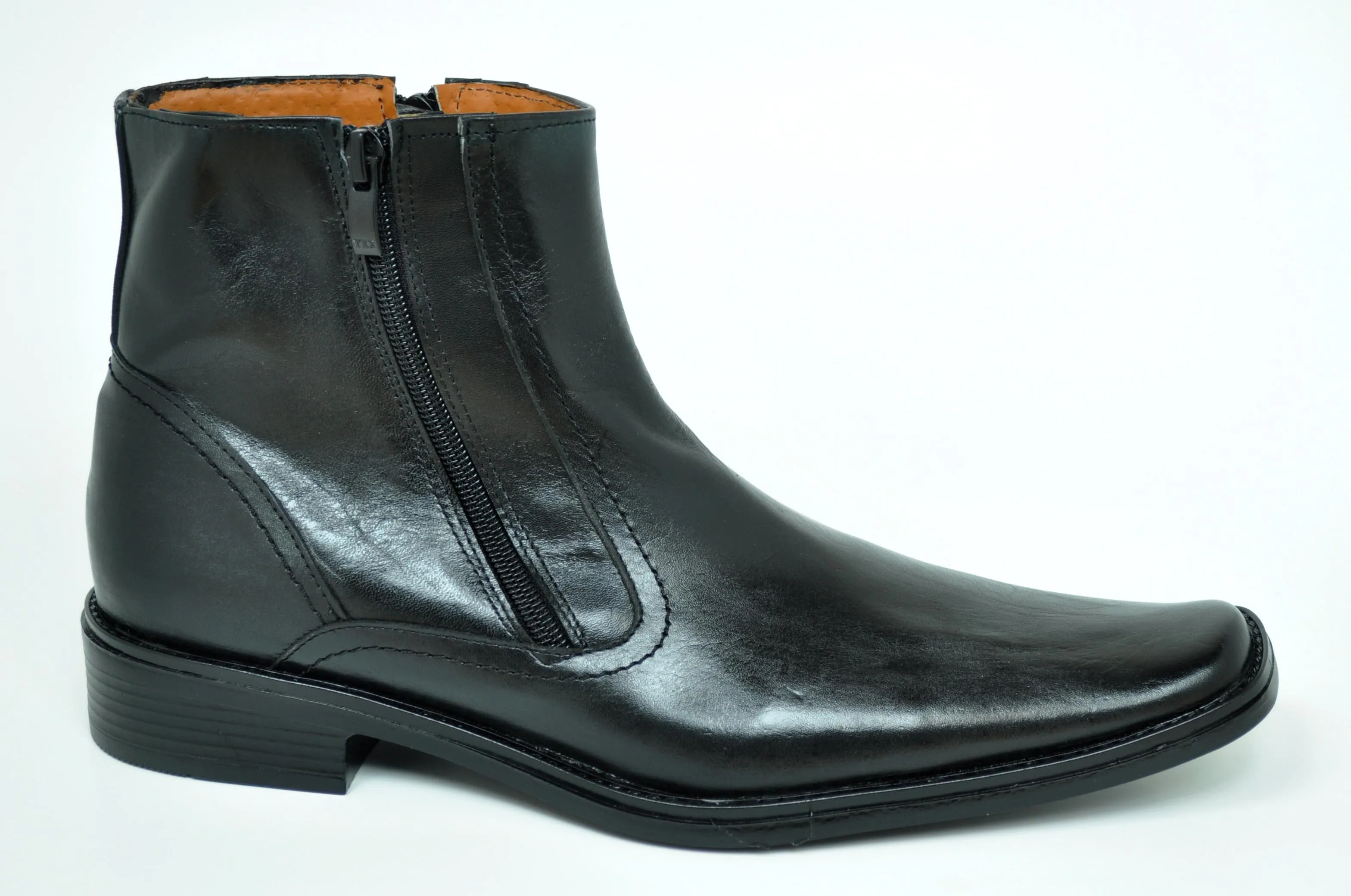 Baronett Noah Men's Dual Zipper Black Leather Dress Boots