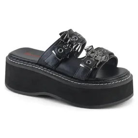 Bat Buckle Double Strap Slide Sandal