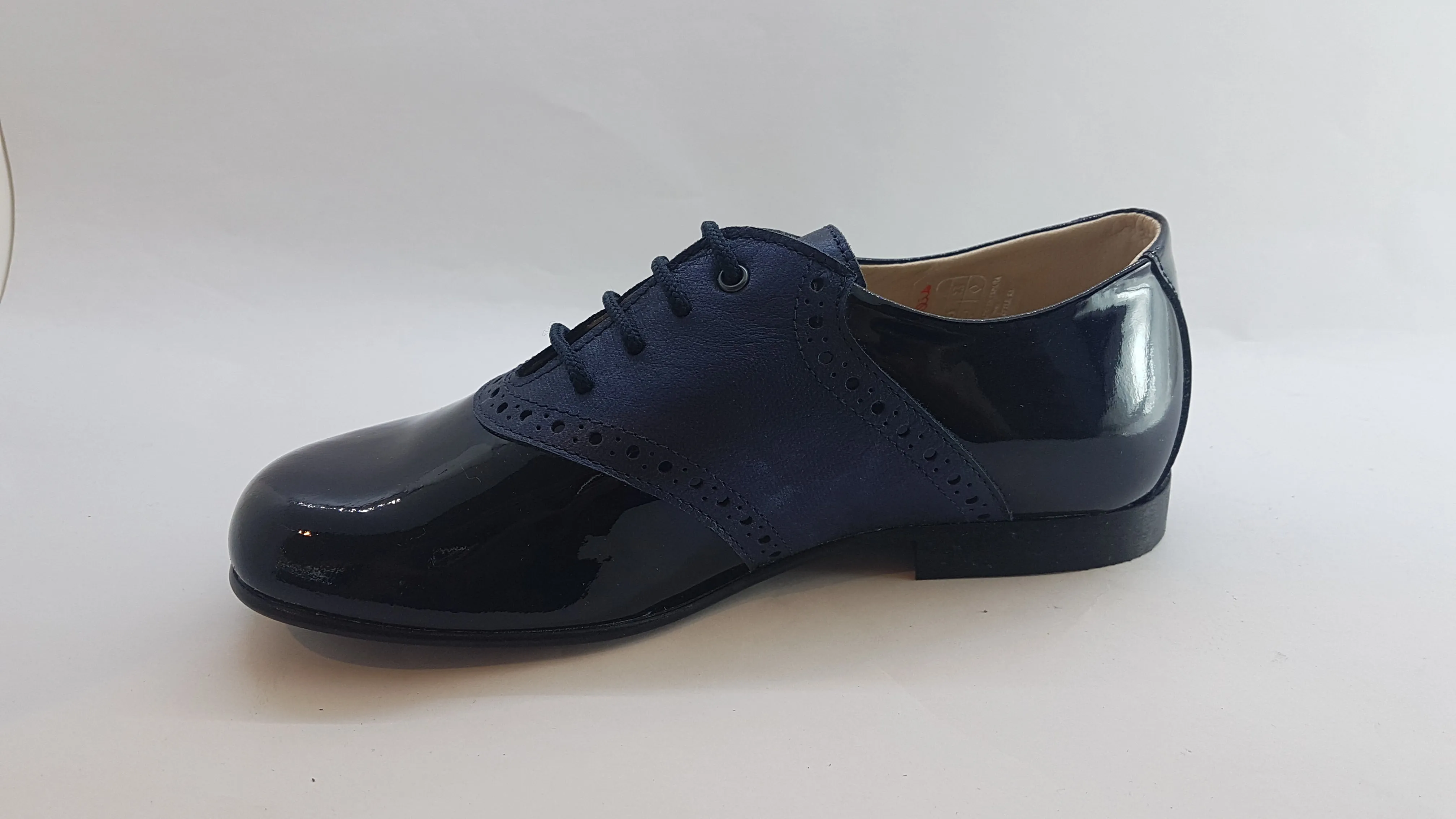 Beberlis Patent Navy Design Oxford Dress Shoes