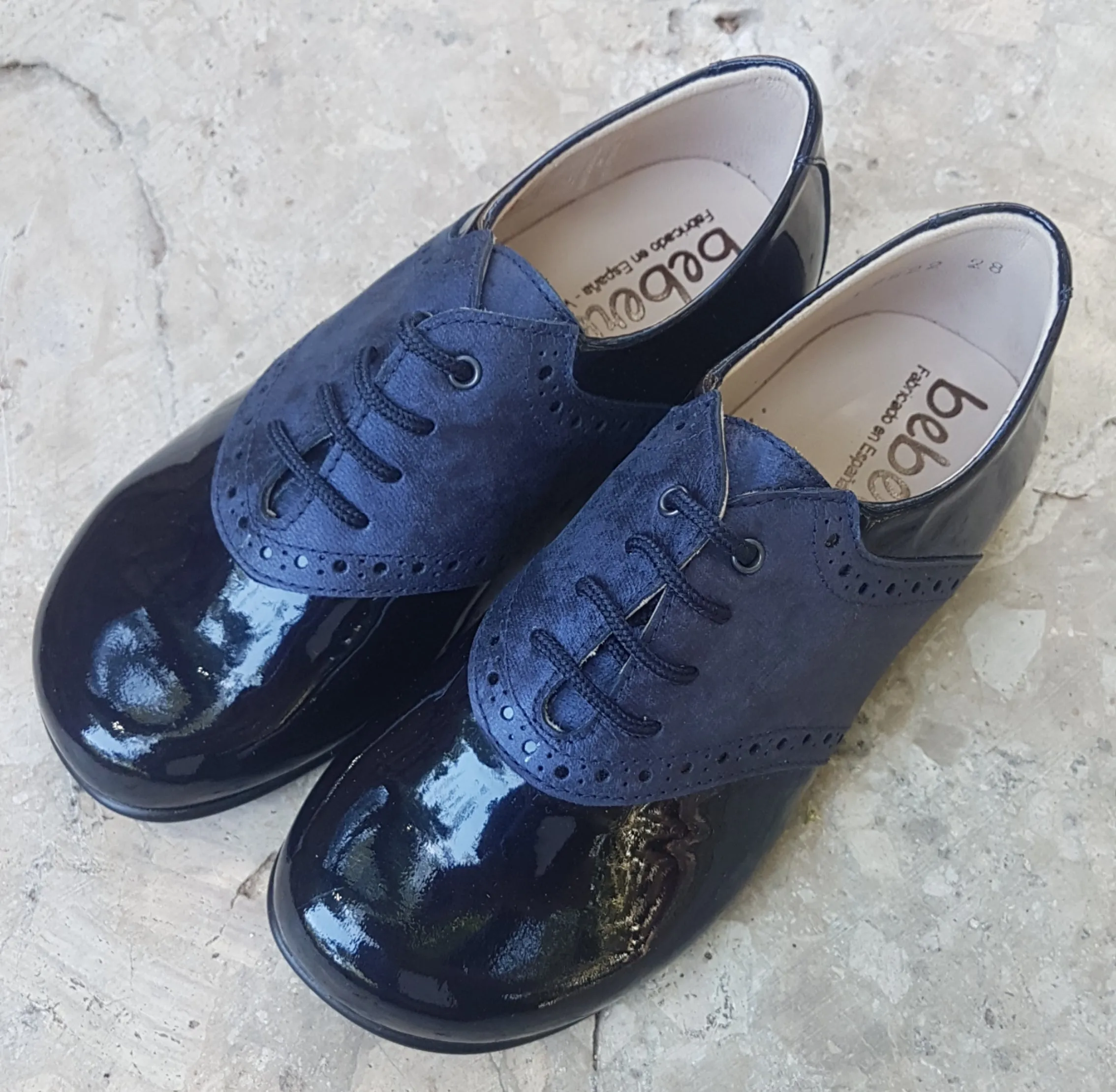 Beberlis Patent Navy Design Oxford Dress Shoes