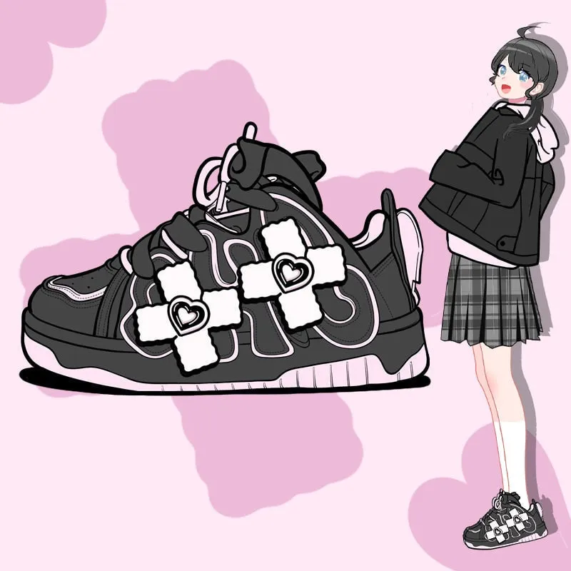 Black & Pink Pastel Goth Sneakers