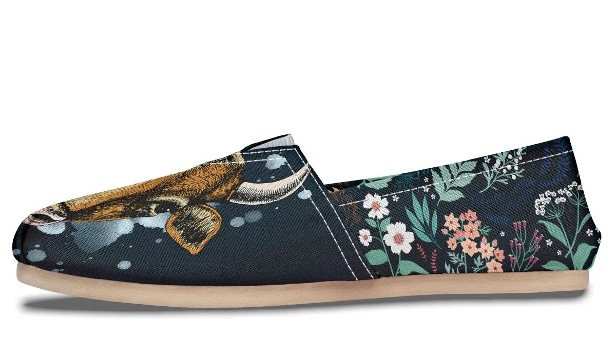 Blue Floral Cow Casual Shoes