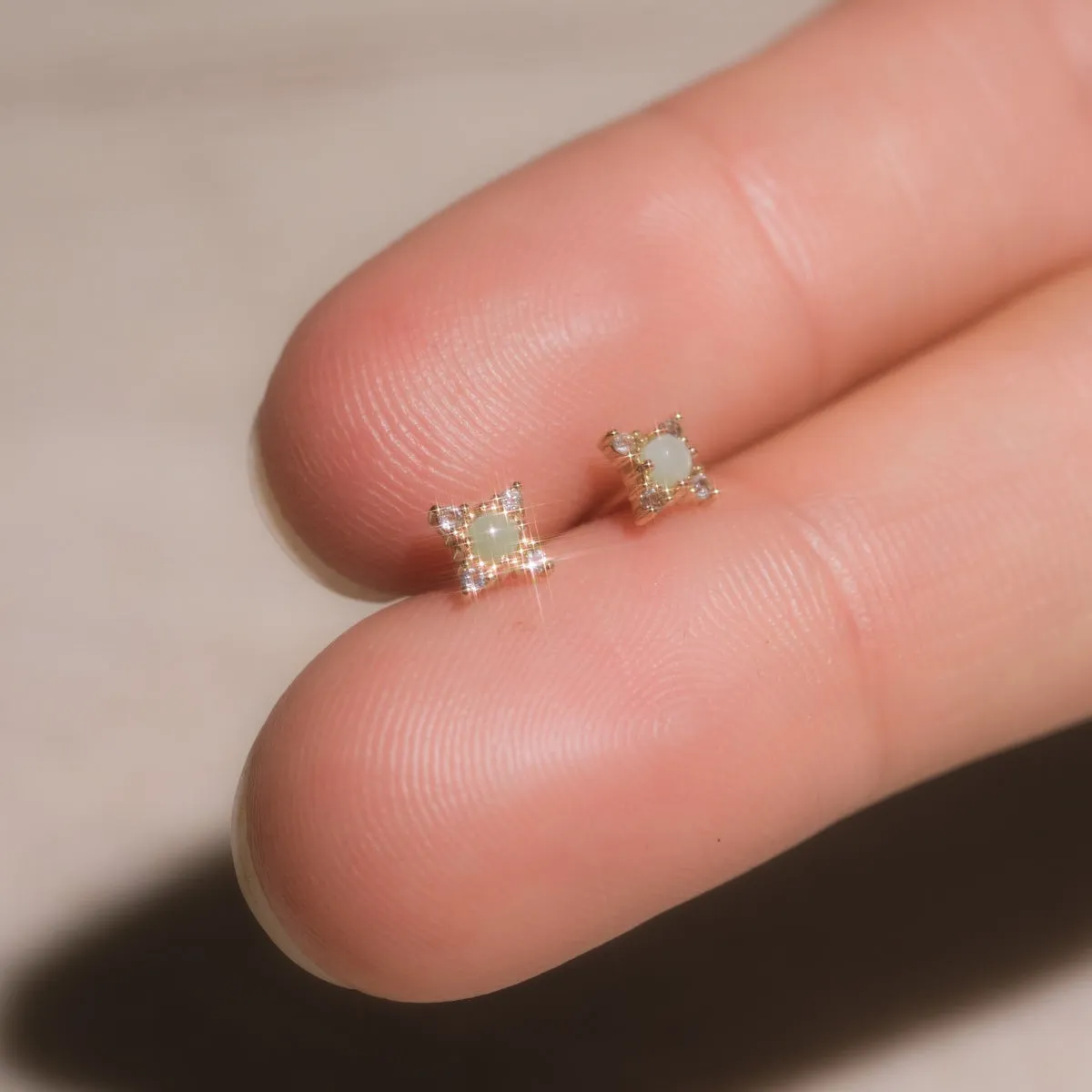 Courtney Frerichs x Local Eclectic Solid Gold Amazonite Starburst Studs