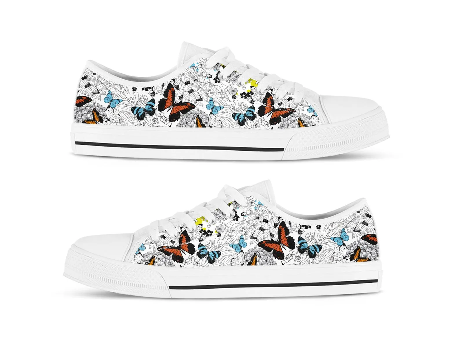 Cute Butterfly Shoes Butterfly Sneakers Cute Shoes Butterfly Lover Gifts Custom Low Top Converse Style Sneakers For Adults Women & Men