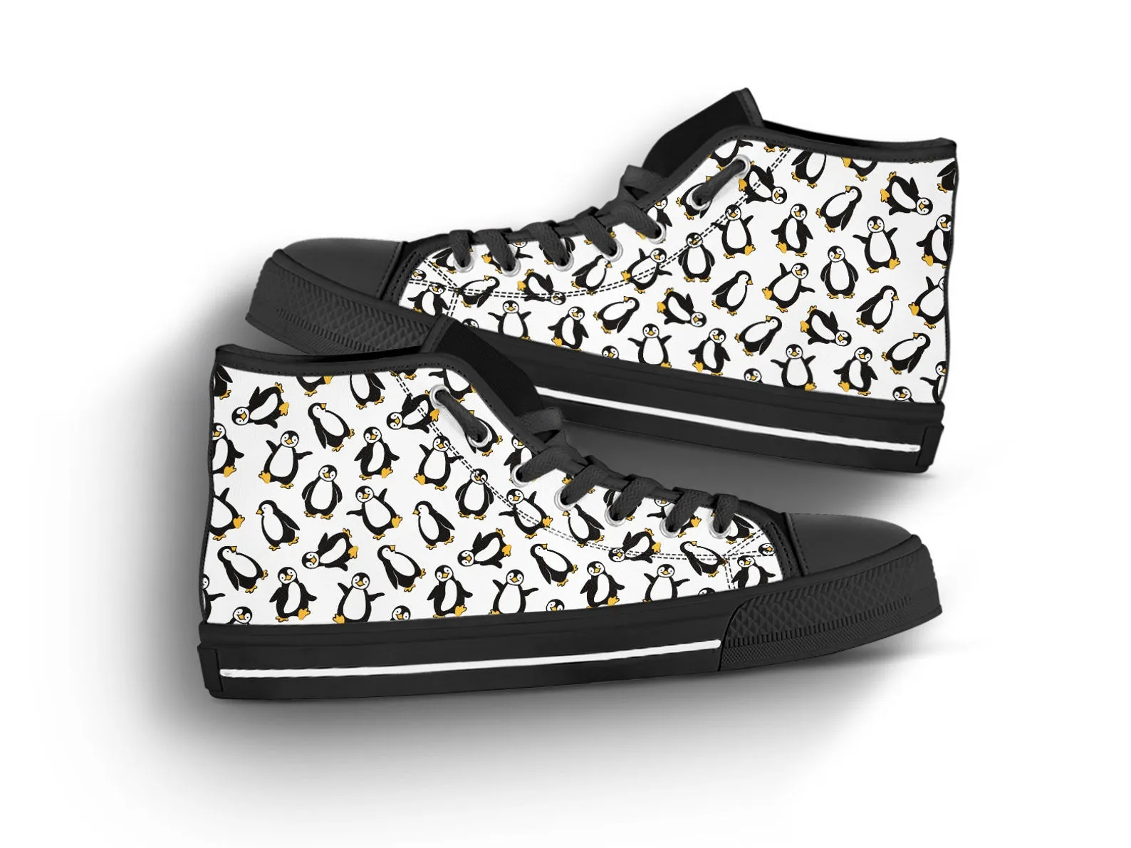 Cute Penguin Shoes Penguin Sneakers Cute Shoes Penguin Lover Gifts Custom High Top Converse Style Sneakers For Adults Women & Men