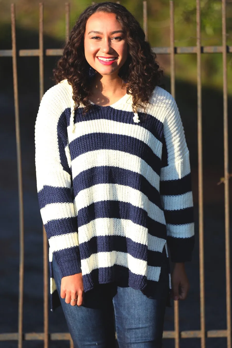 Dawson Striped Drawstring Sweater