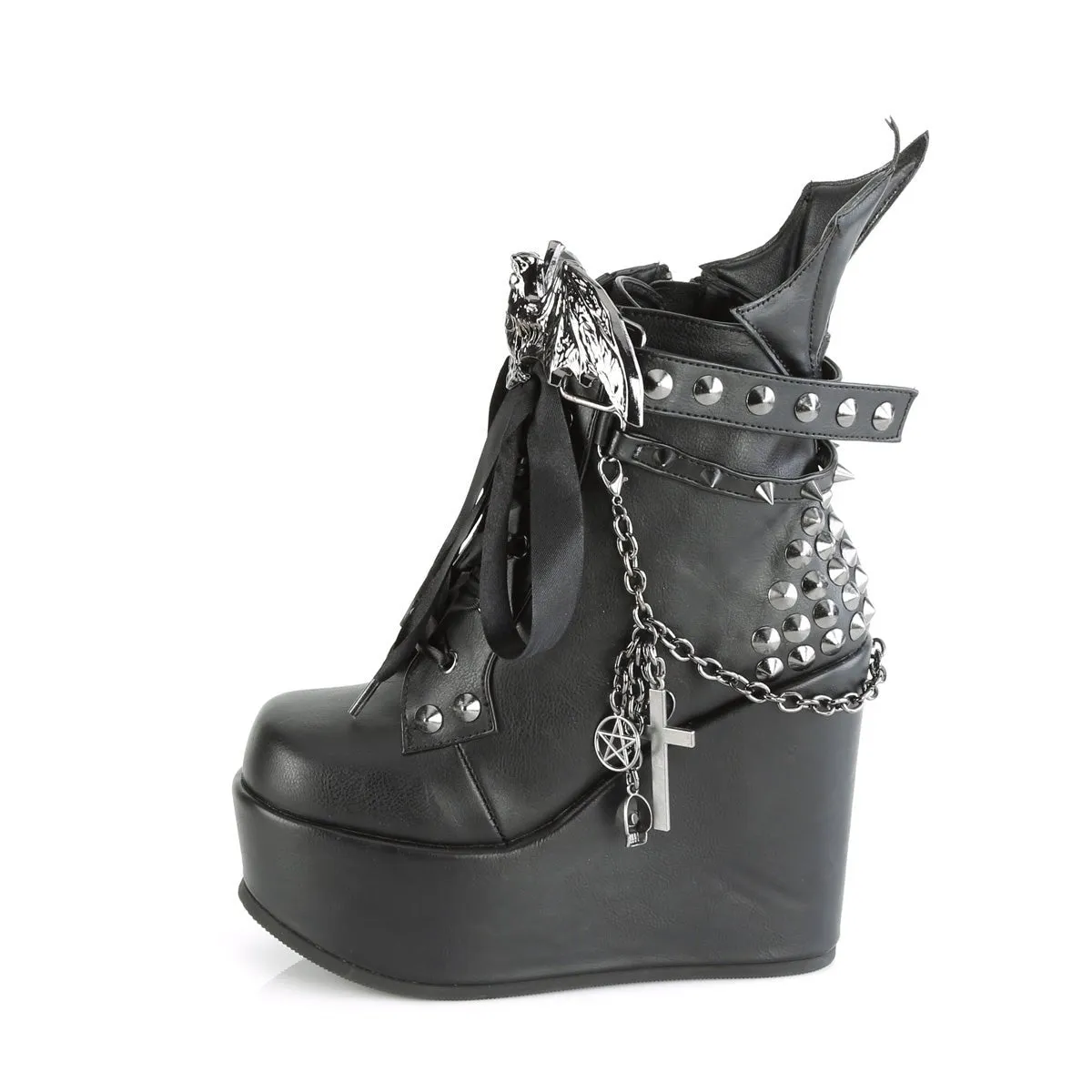 Demonia POISON-107 | Black Vegan Leather Ankle Boots