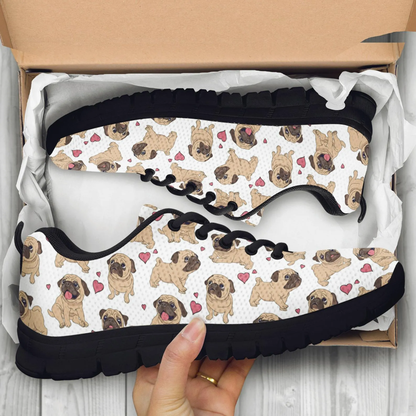 Dog Lover Shoes Dog Printed Sneakers Pug Running Shoes Dog Pattern Casual Shoes Dog Lover Gifts Clothing for Womens Mens Kids Adults