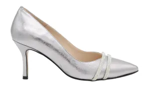 EMIS Pewter Pointed Toe Court Shoe