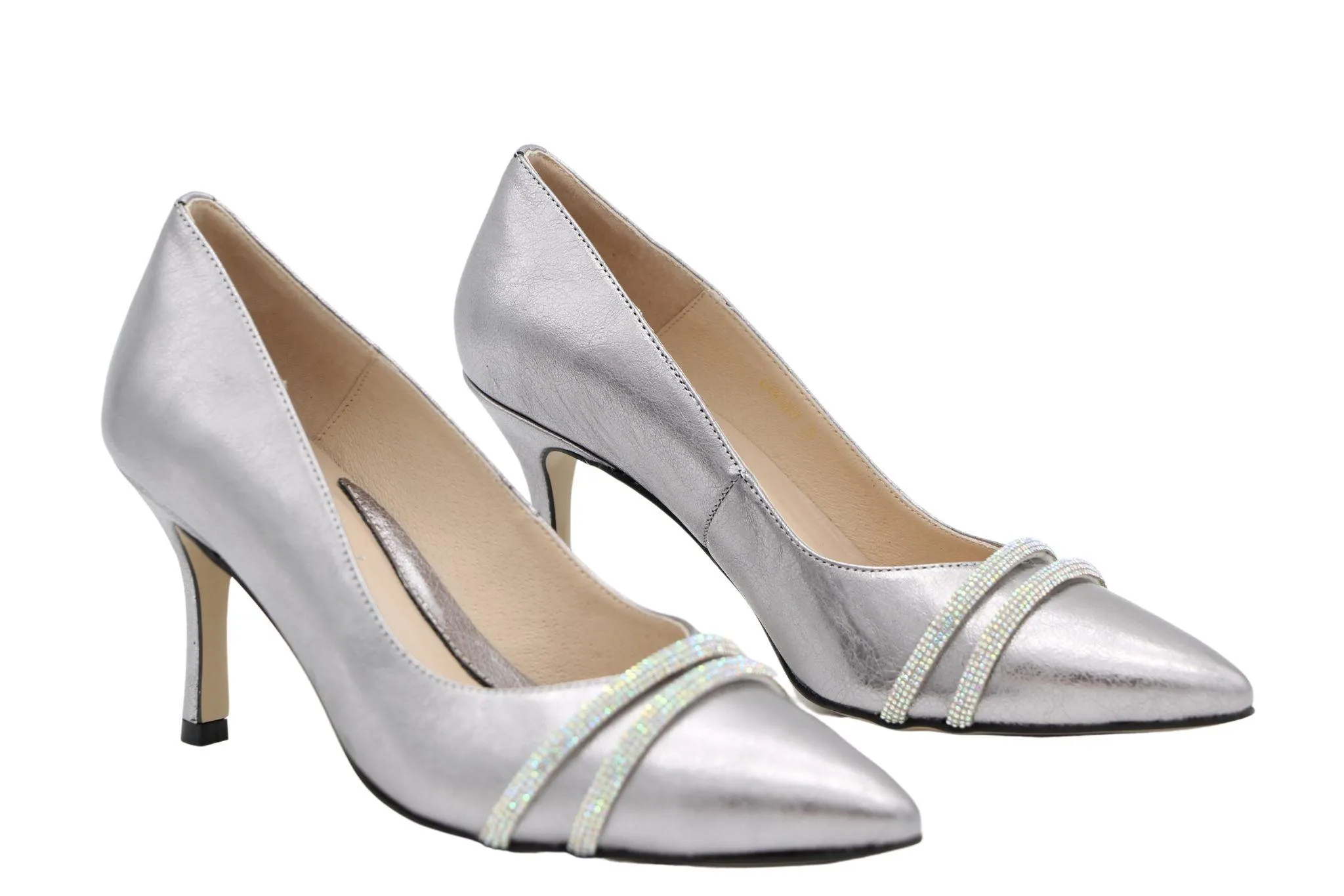 EMIS Pewter Pointed Toe Court Shoe