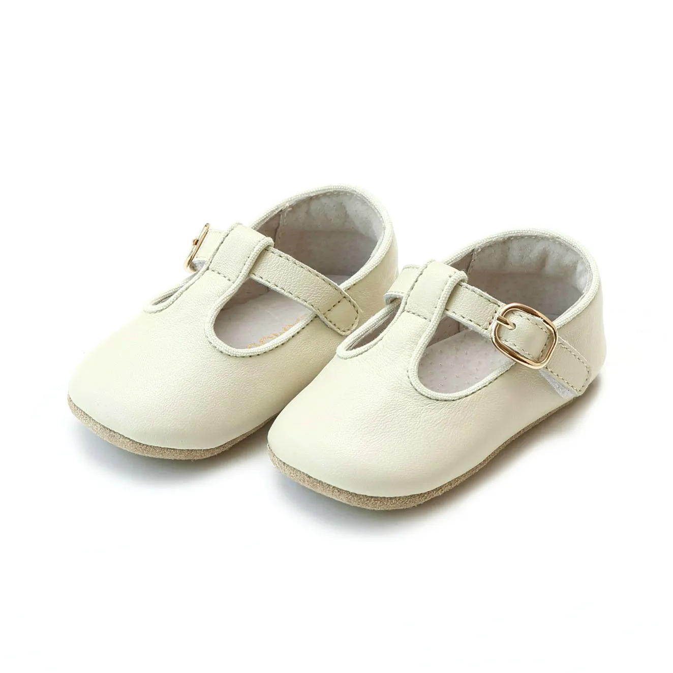 Evie Napa Leather Girls T-Strap Mary Jane Crib Shoe (Infant)