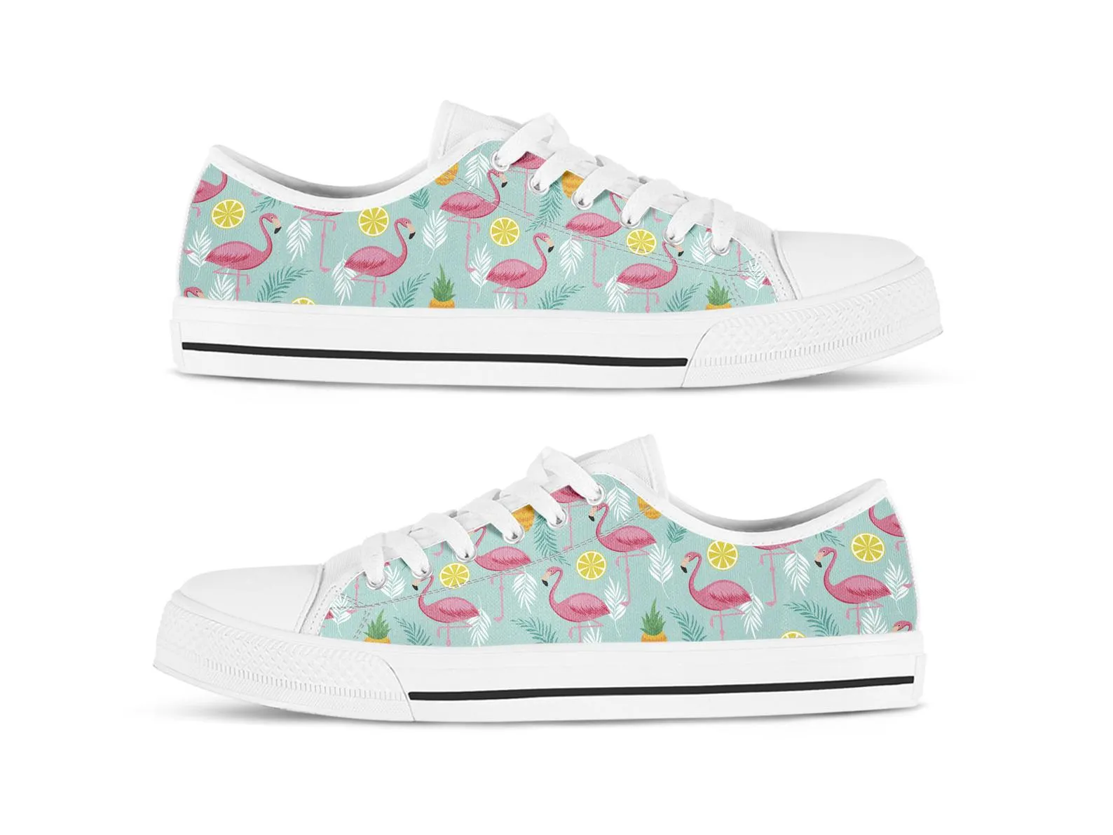 Flamingo Print Shoes Flamingo Sneakers Cute Shoes Flamingo Lover Gifts Custom Low Top Converse Style Sneakers For Adults Women & Men