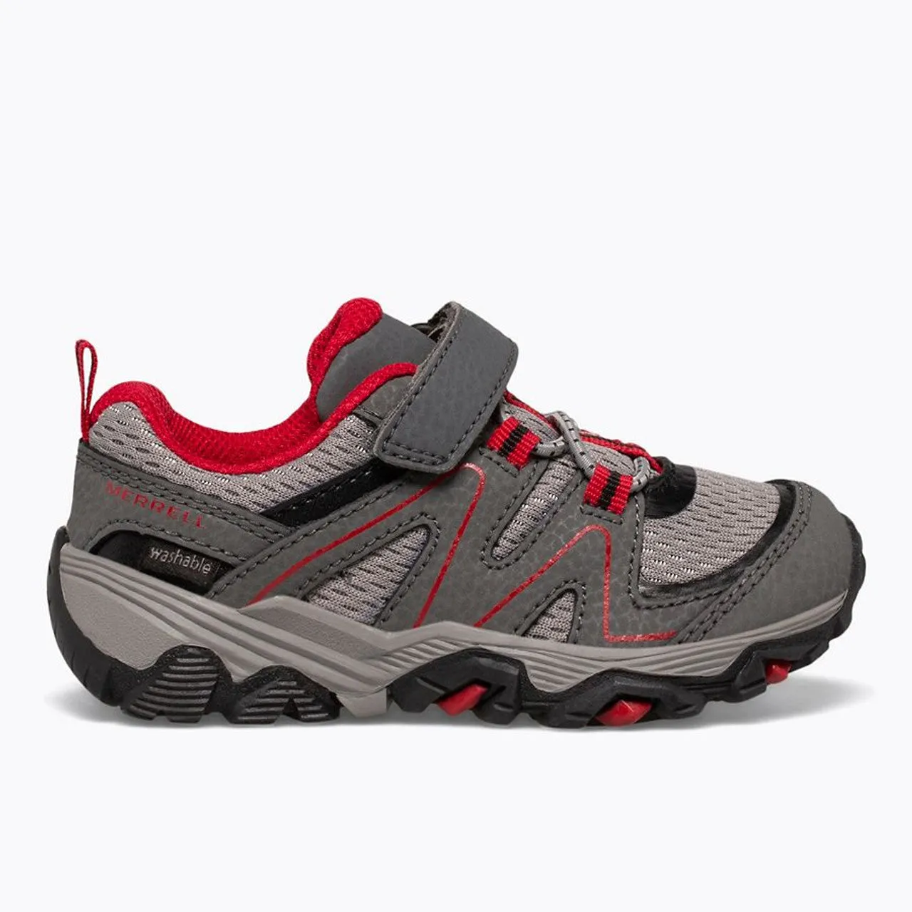 Kid's Merrell | Trail Quest Jr Sneaker | Grey Black Red