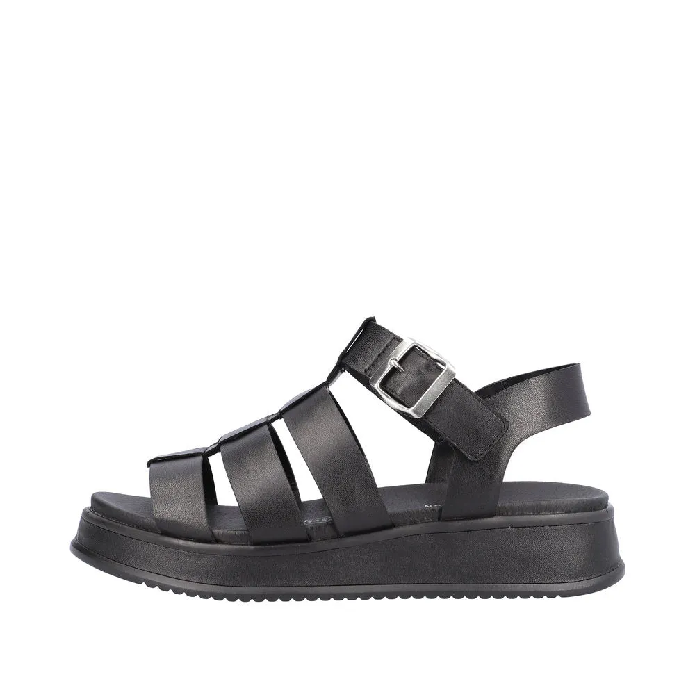 Ladies Evolution By Rieker Sandals Black Chunky Platform W0804-00 sale