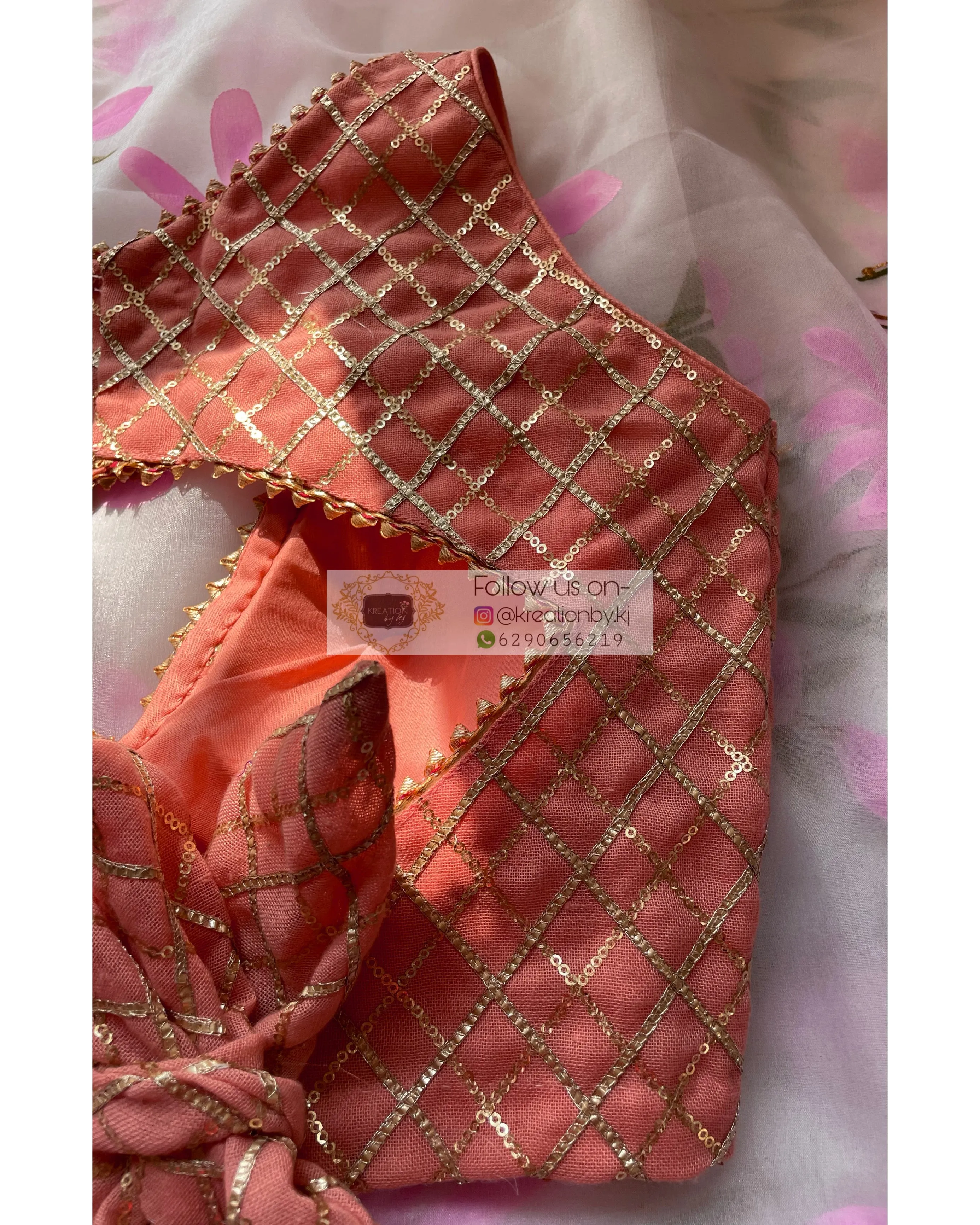 Lara Peach Sequins Blouse