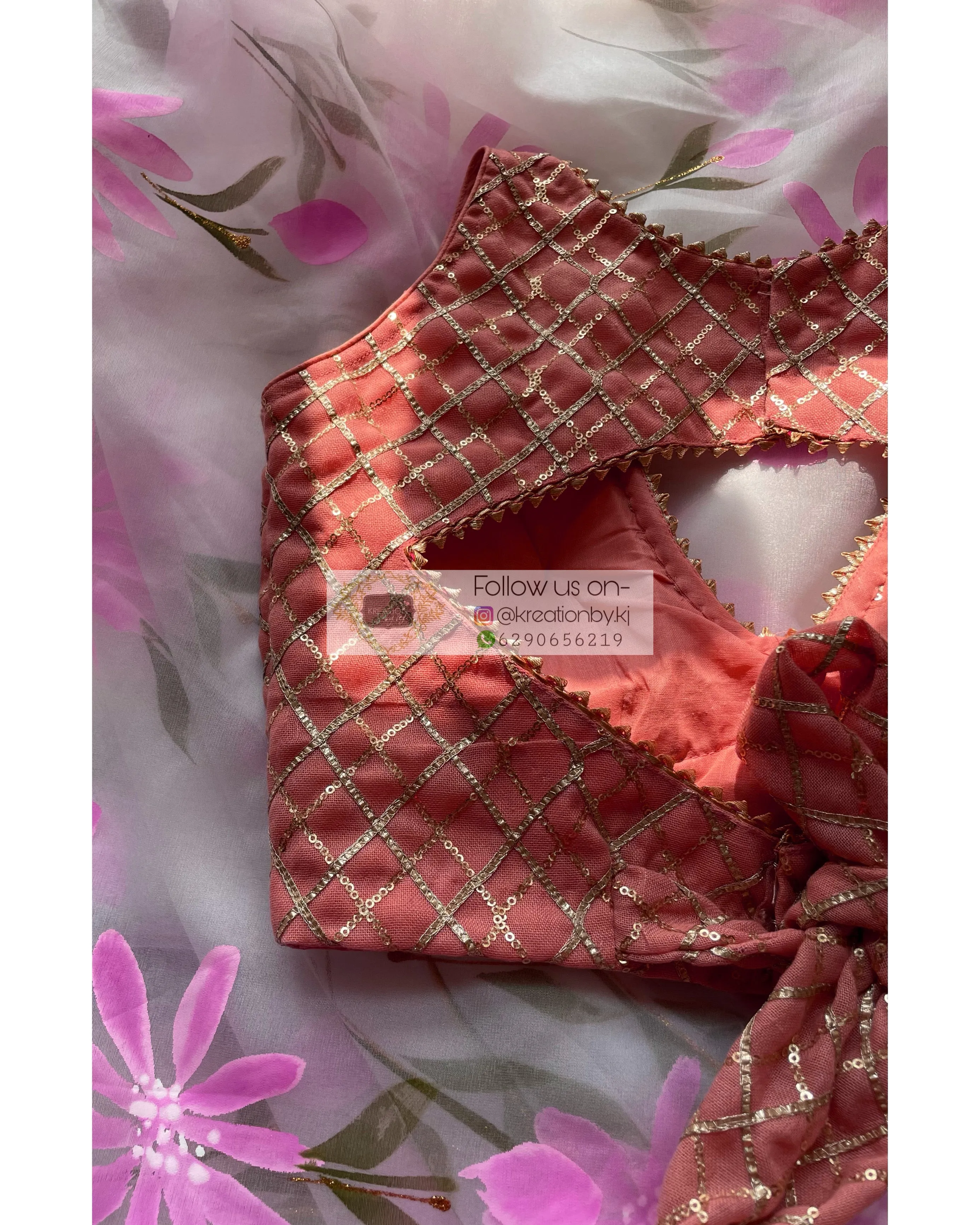 Lara Peach Sequins Blouse