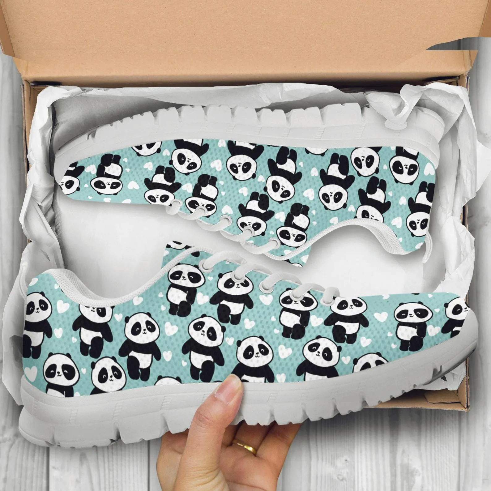 Lovely Panda Shoes Panda Print Sneakers Panda Running Shoes Athletic Casual Shoes Panda Lover Gifts Clothing for Womens Mens Kids Adults