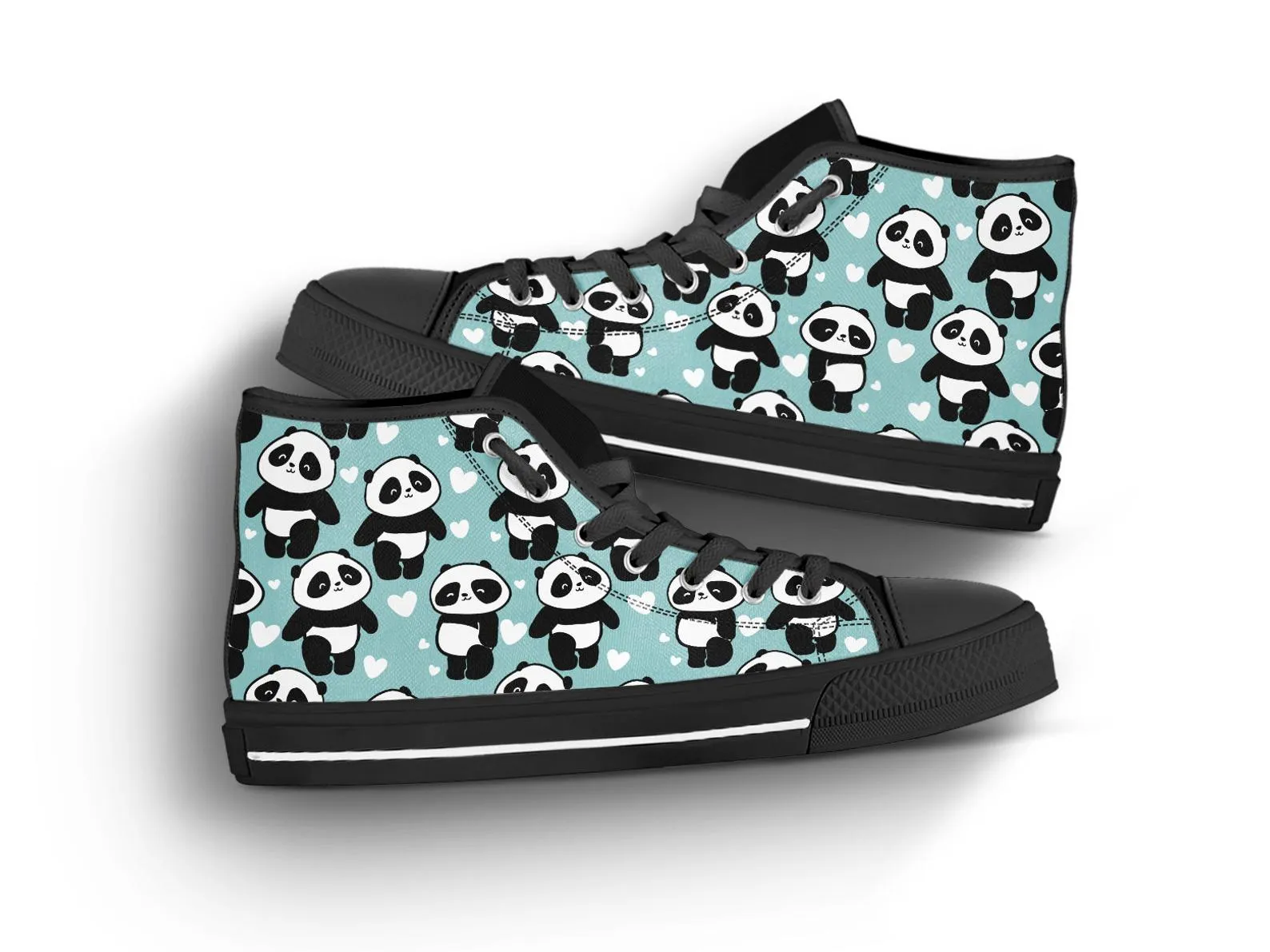 Lovely Panda Shoes Panda Sneakers Cute Shoes Panda Lover Gifts Custom High Top Converse Style Sneakers For Adults Women & Men