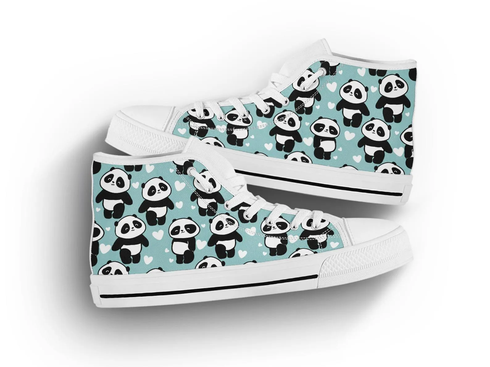 Lovely Panda Shoes Panda Sneakers Cute Shoes Panda Lover Gifts Custom High Top Converse Style Sneakers For Adults Women & Men