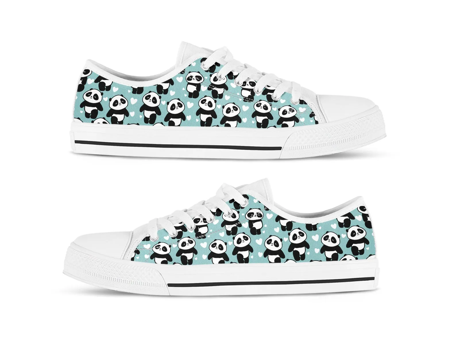 Lovely Panda Shoes Panda Sneakers Cute Shoes Panda Lover Gifts Custom Low Top Converse Style Sneakers For Adults Women & Men