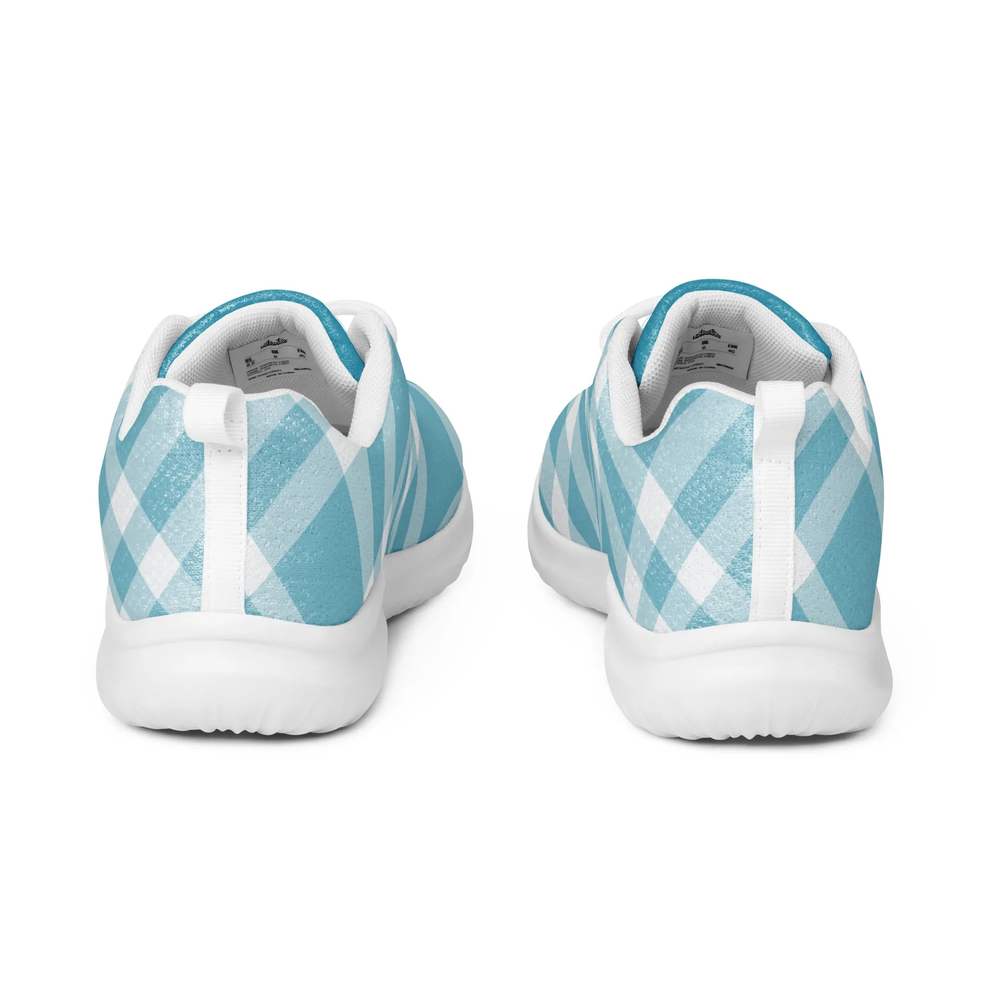 Men’s athletic shoes Teal Blue Gingham