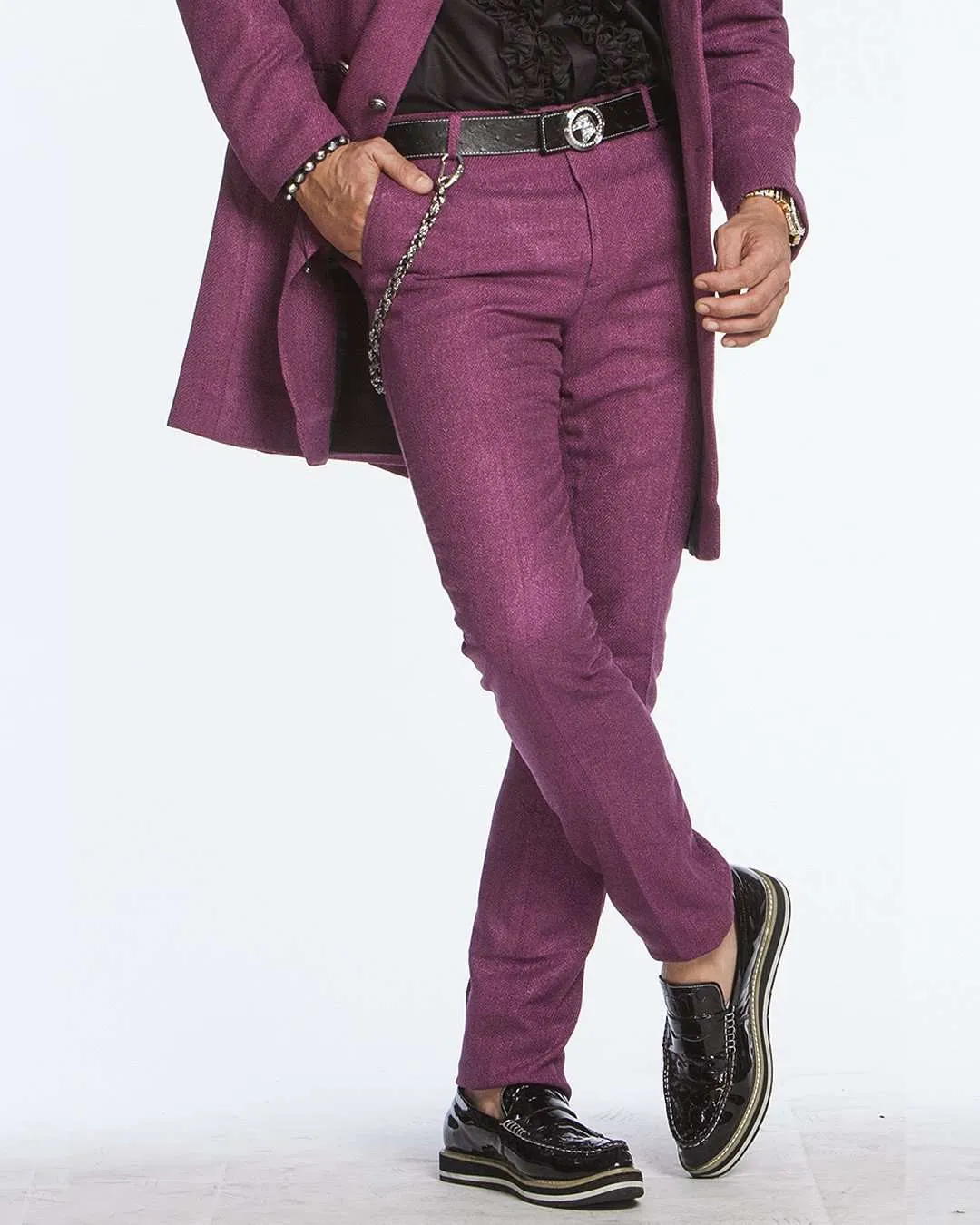 Men's Slim-fit Twill Pants: Como Purple