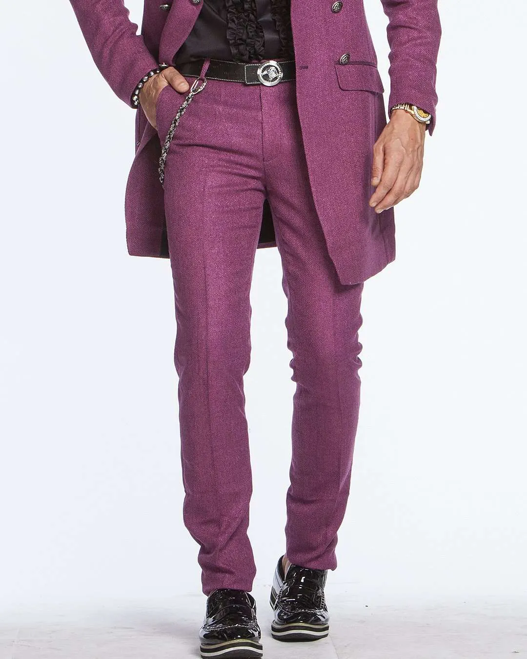 Men's Slim-fit Twill Pants: Como Purple