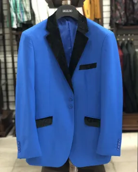 Men's Solid Blazer - VC Royal Blue - Tuxedo blazer - Dinner Jacket