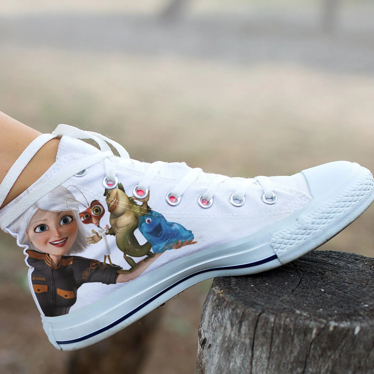 Monster Aliens Custom Shoes, Custom Movie Shoes, Movie Hightops, Disney Cartoon, Disney Movie Shoes, Monster Aliens Shoes