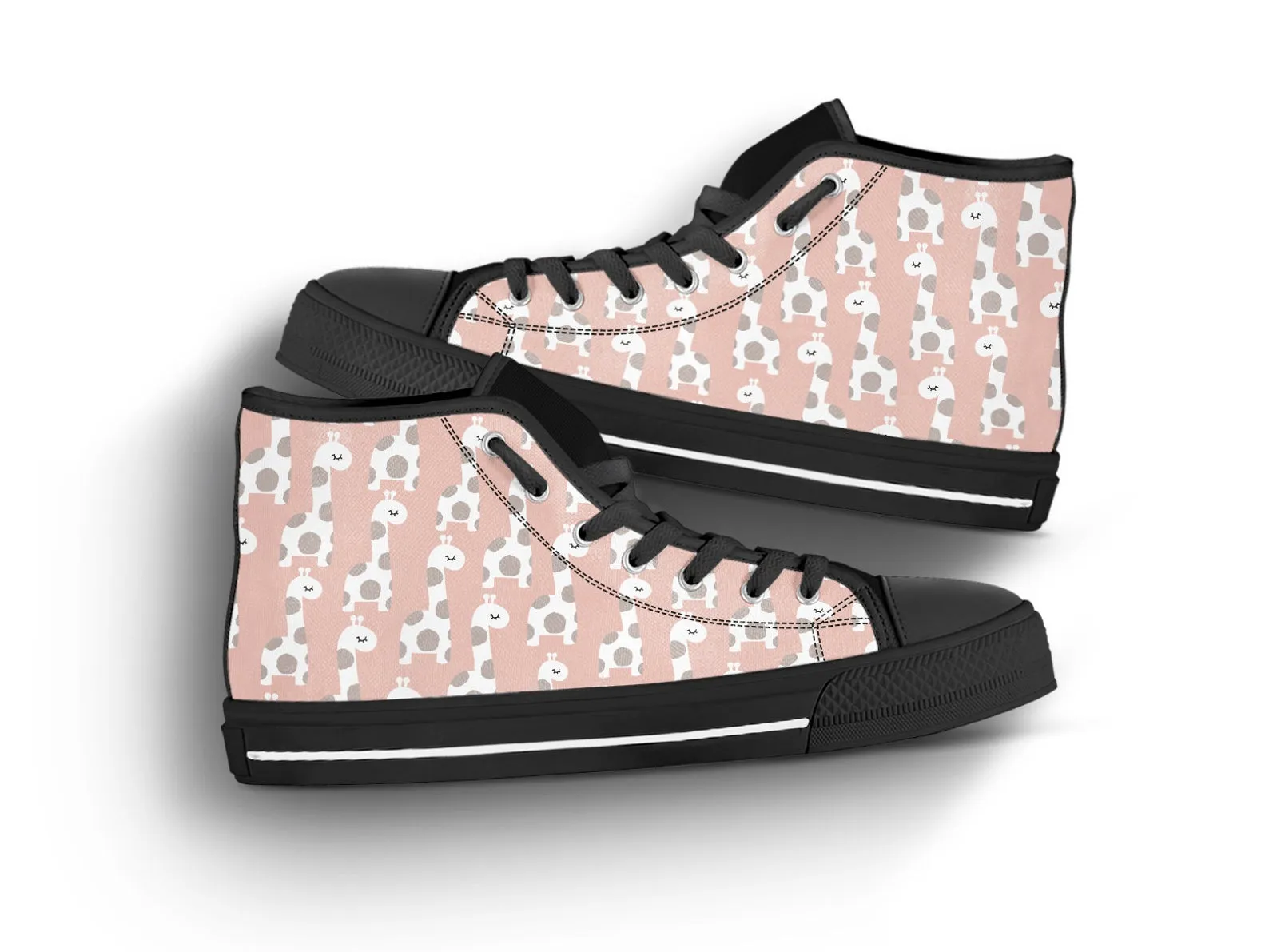 Pink Giraffe Shoes Giraffe Print Sneakers Cute Shoes Giraffe Lover Gifts Custom High Top Converse Style Sneakers For Adults Women & Men