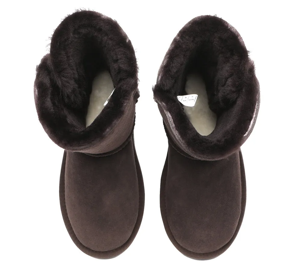 Premium Australian Sheepskin Boots Unisex Short Button Plus