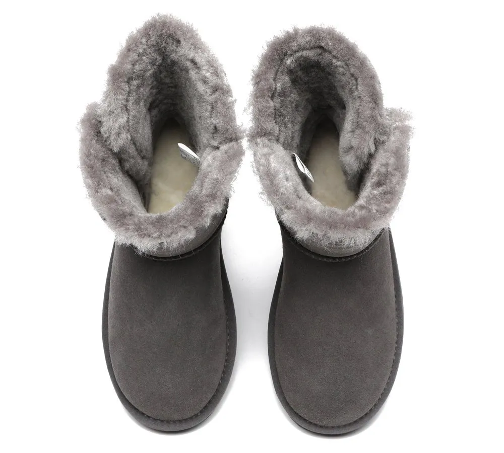 Premium Australian Sheepskin Boots Unisex Short Button Plus