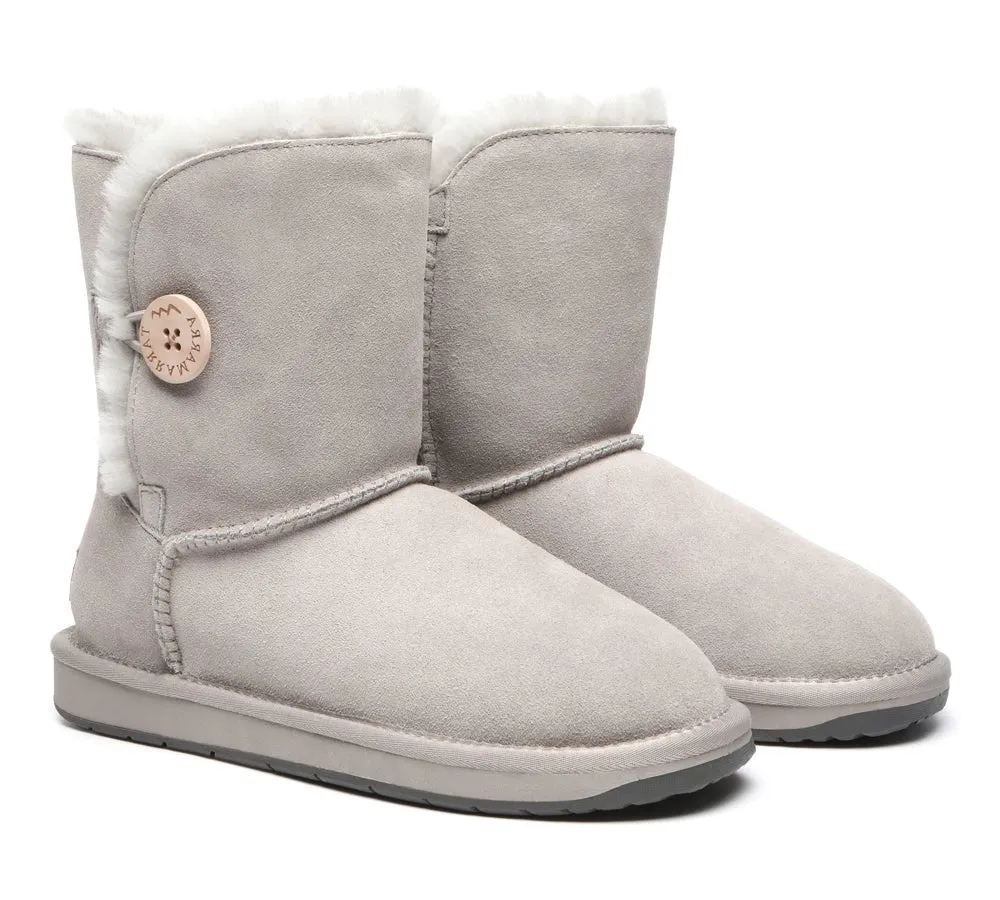 Premium Australian Sheepskin Boots Unisex Short Button Plus