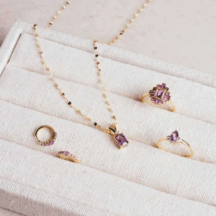 Solid Gold 2024 February Capsule Classic Amethyst Huggie Hoops