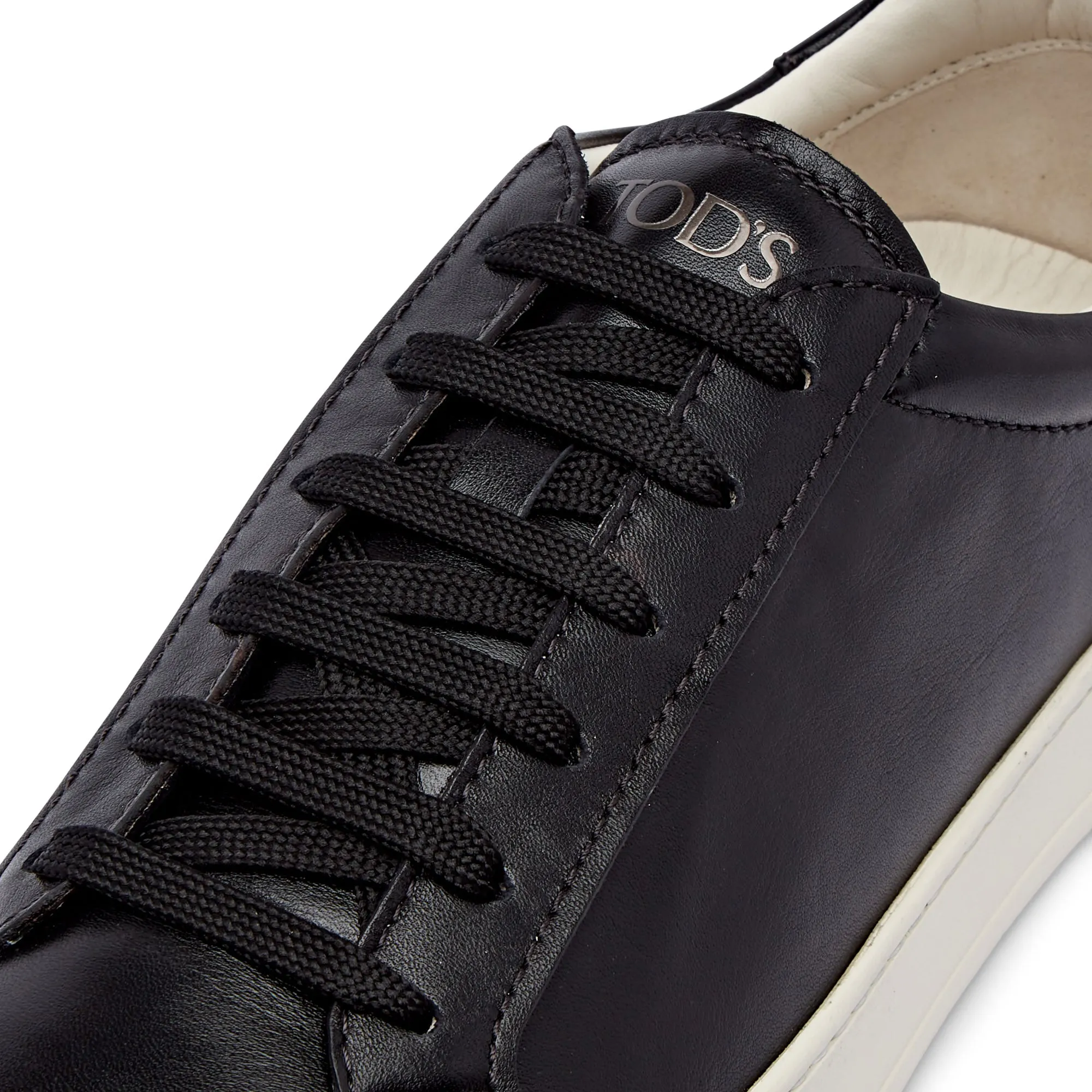 TOD's Low Top Leather Trainer Contrast Sole (Black)