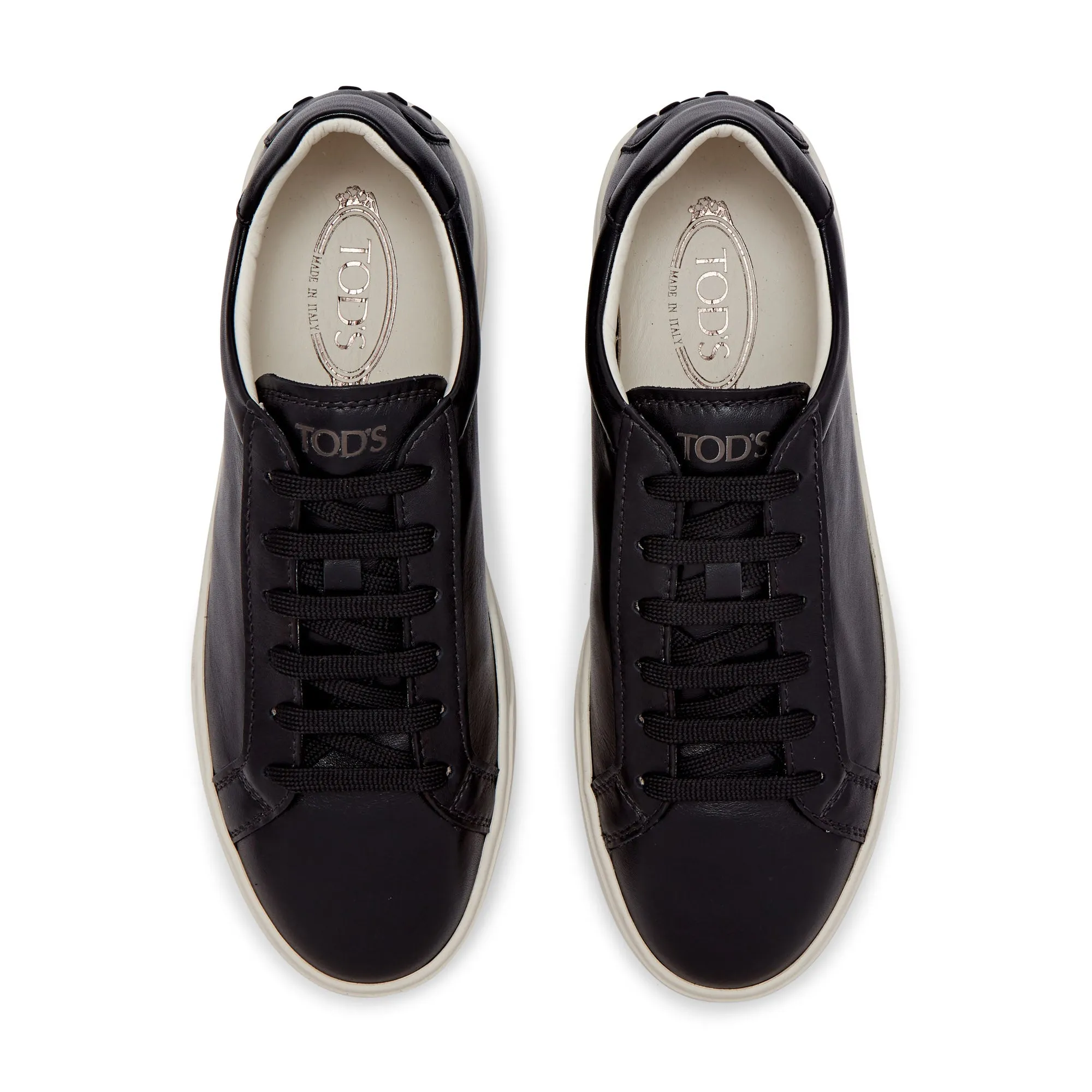 TOD's Low Top Leather Trainer Contrast Sole (Black)