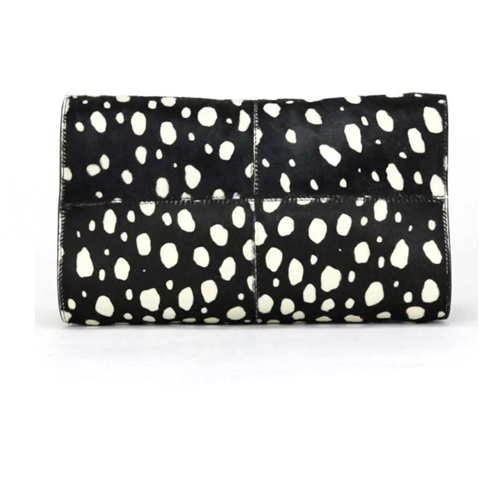 Tod's Sella Bauletto Black White Dalmatian Print Bowler Bag