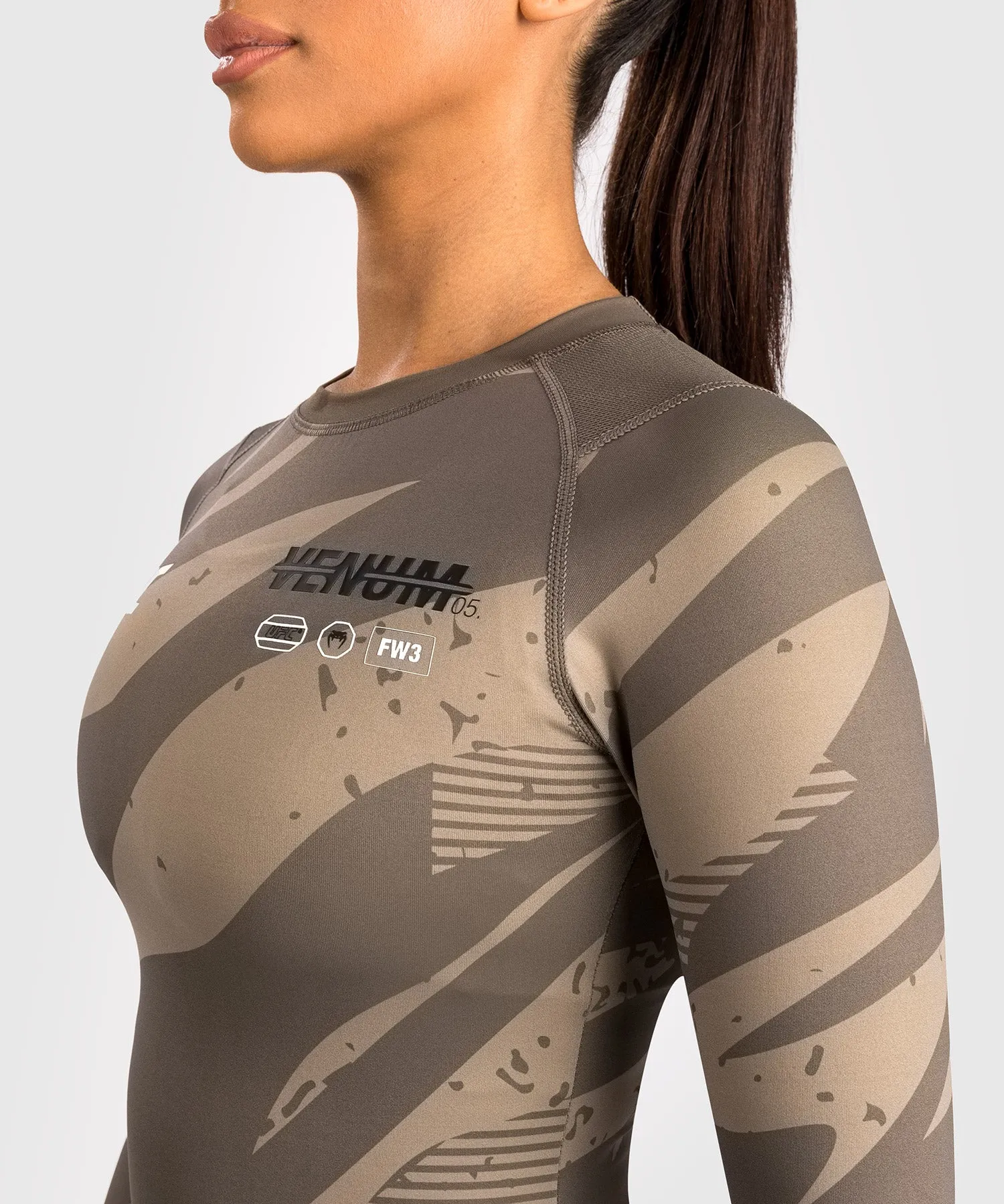 UFC Adrenaline by Venum Fight Week Women’s Performance Long Sleeve Rashguard - Desert Camo