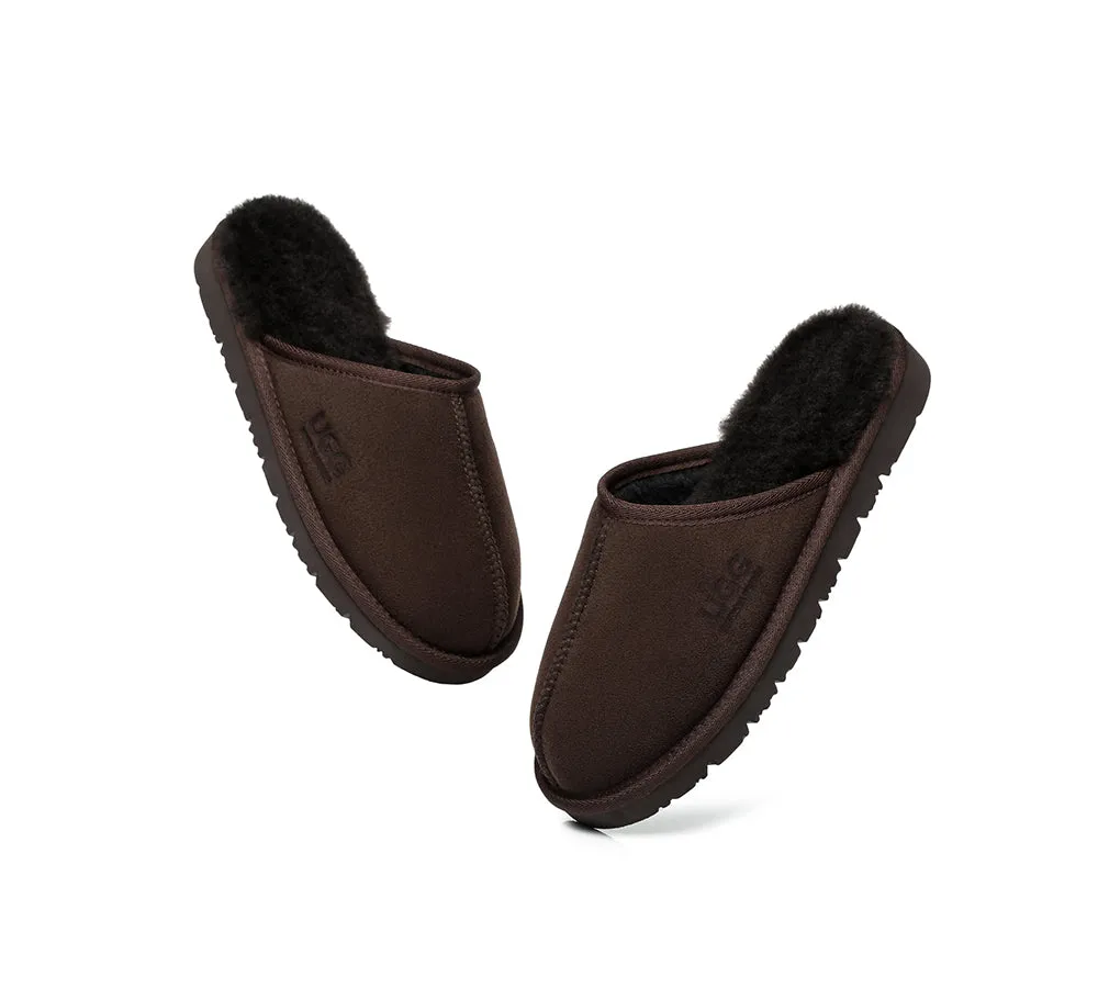 UGG Slippers Men Sheepskin Wool House Scuff Slippers Mosley