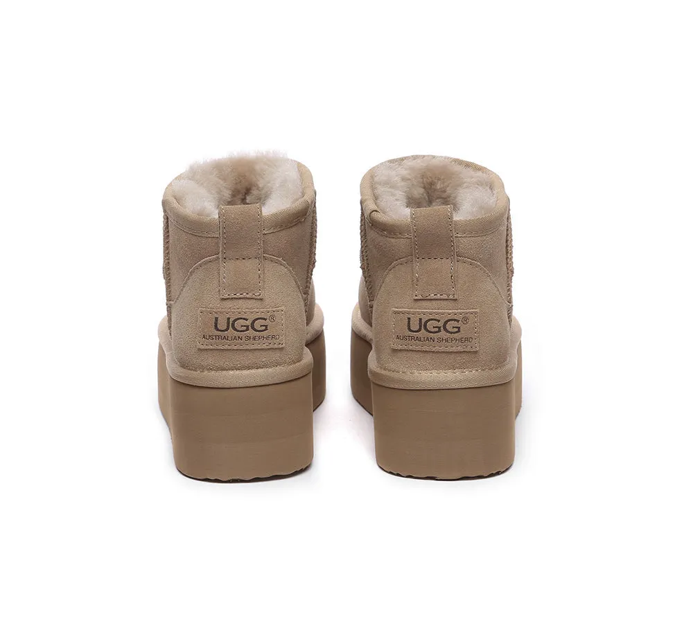 UGG Ultra Platform Mini Boots Sheepskin Wool Ankle Boots Saylor