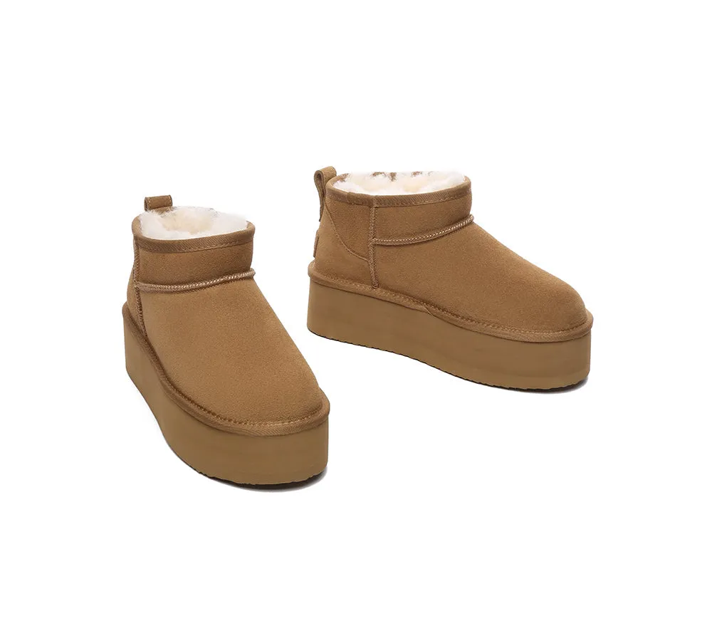 UGG Ultra Platform Mini Boots Sheepskin Wool Ankle Boots Saylor