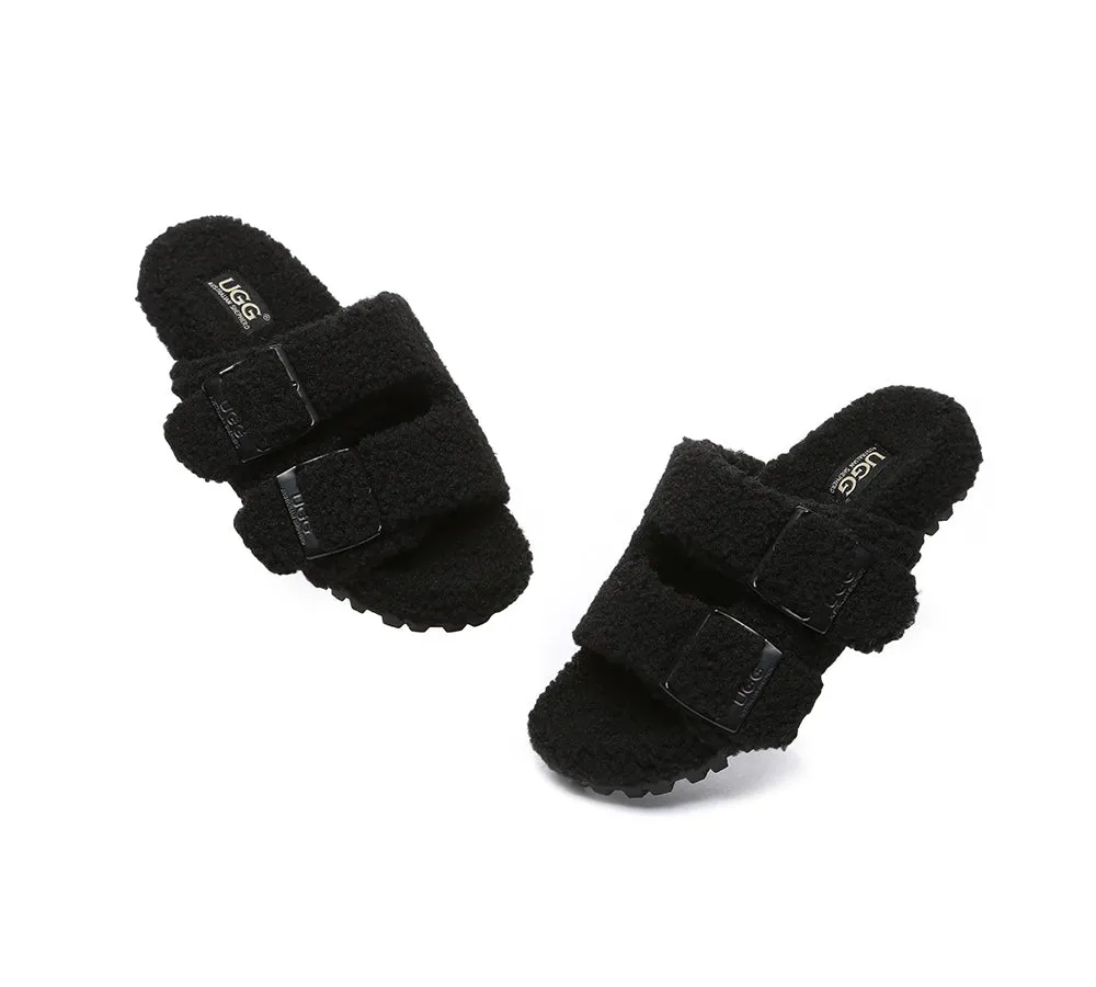 UGG Women Shearling Buckle Sandal Slides Jennie