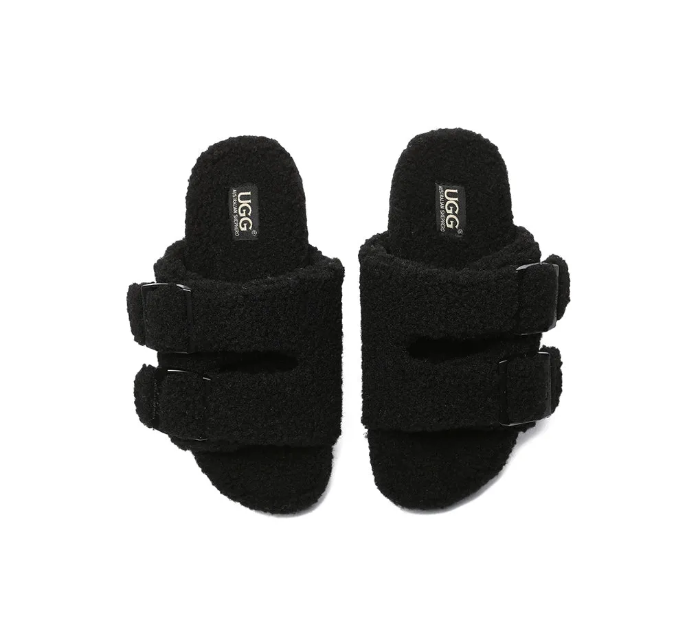 UGG Women Shearling Buckle Sandal Slides Jennie