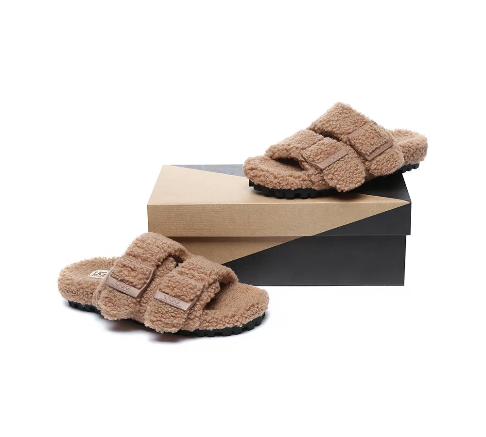 UGG Women Shearling Buckle Sandal Slides Jennie