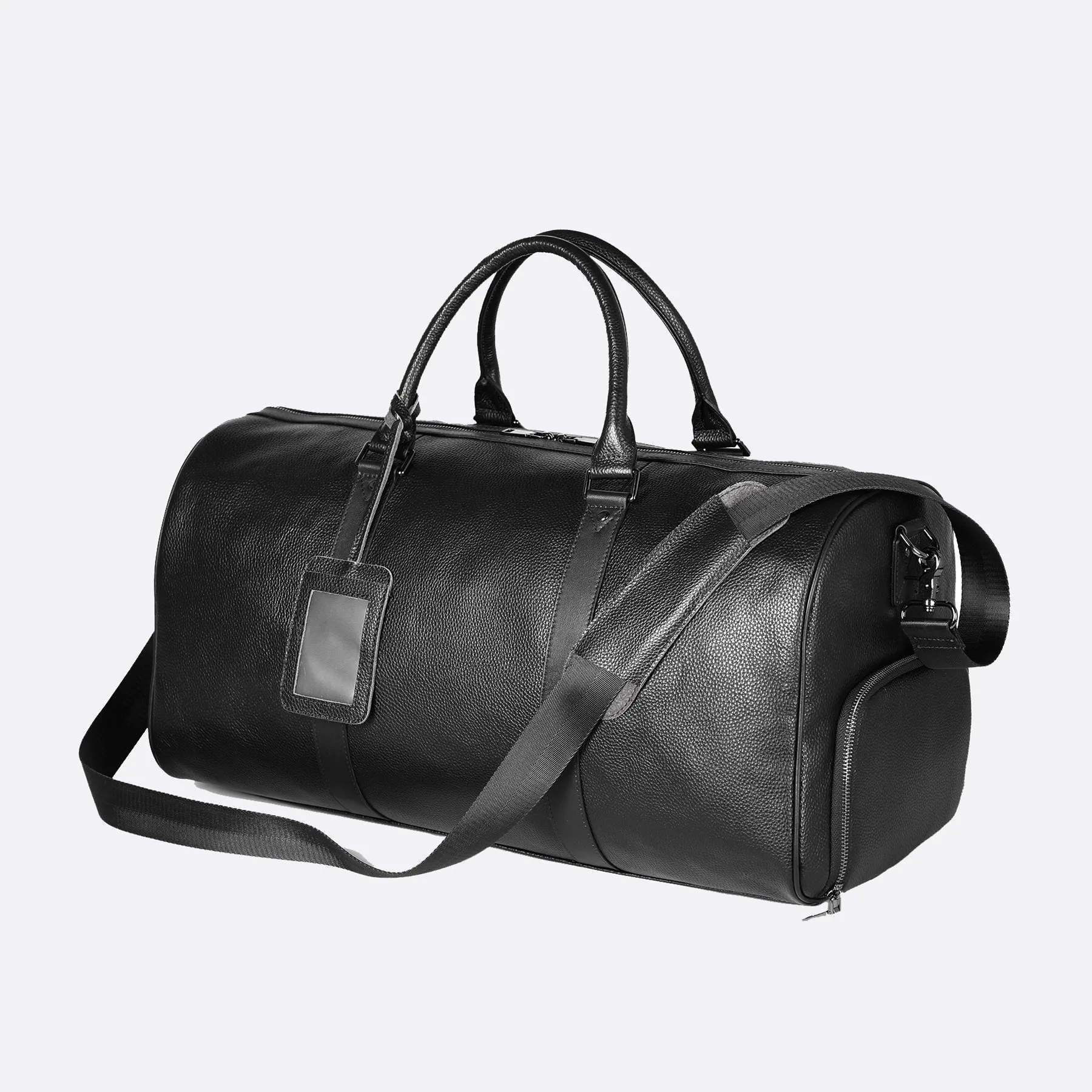 Unisex Women's and Men's genuine cowhide leather duffel travel bag barrel design